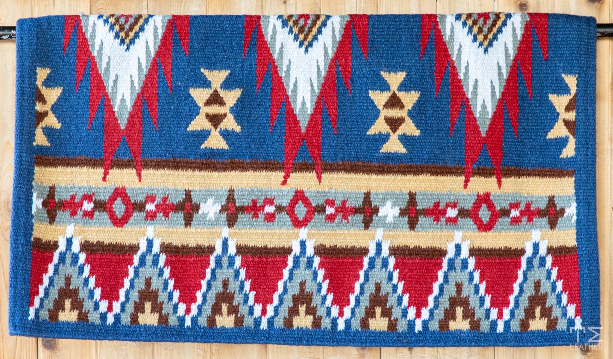 Blue, Red, Sand, Chocolate, Light Gray w/ White Accents Flat Show Blanket
