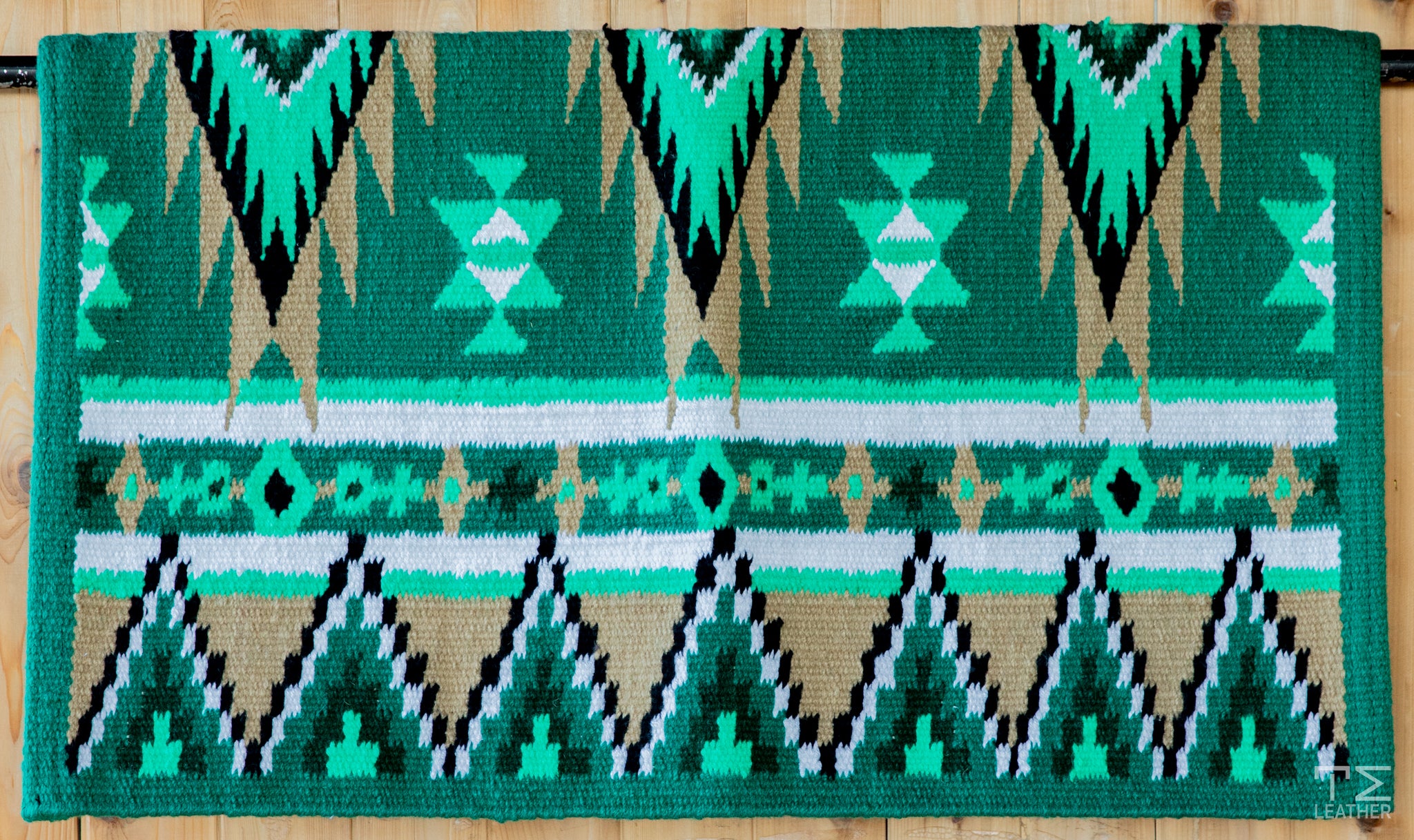 Emerald Green, Bright Green, Sand, Black w/ White Accents Flat Show Blanket
