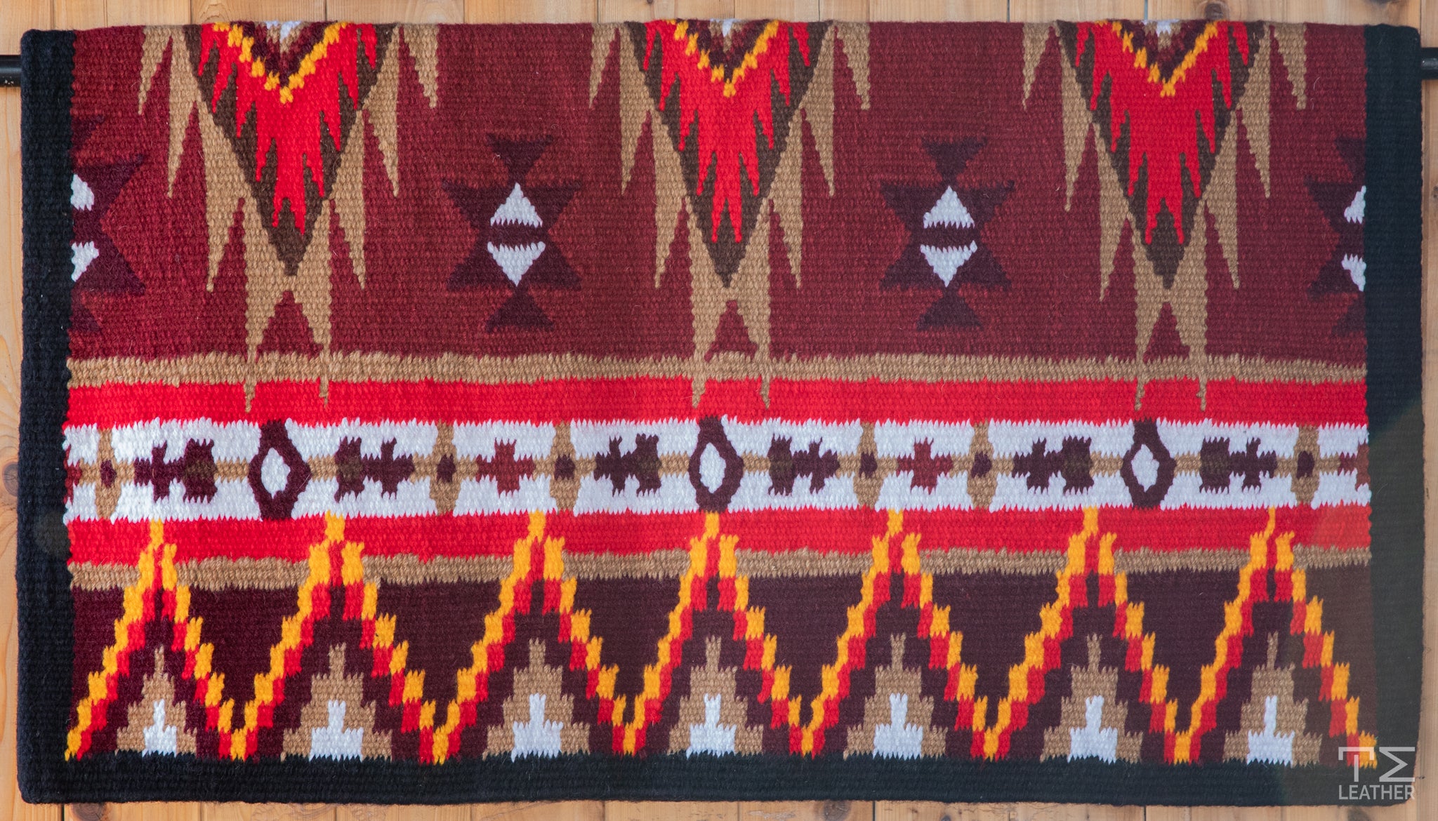 Black, Dark & Light Maroon, Red, Yellow, Sand w/ White Accents Flat Show Blanket
