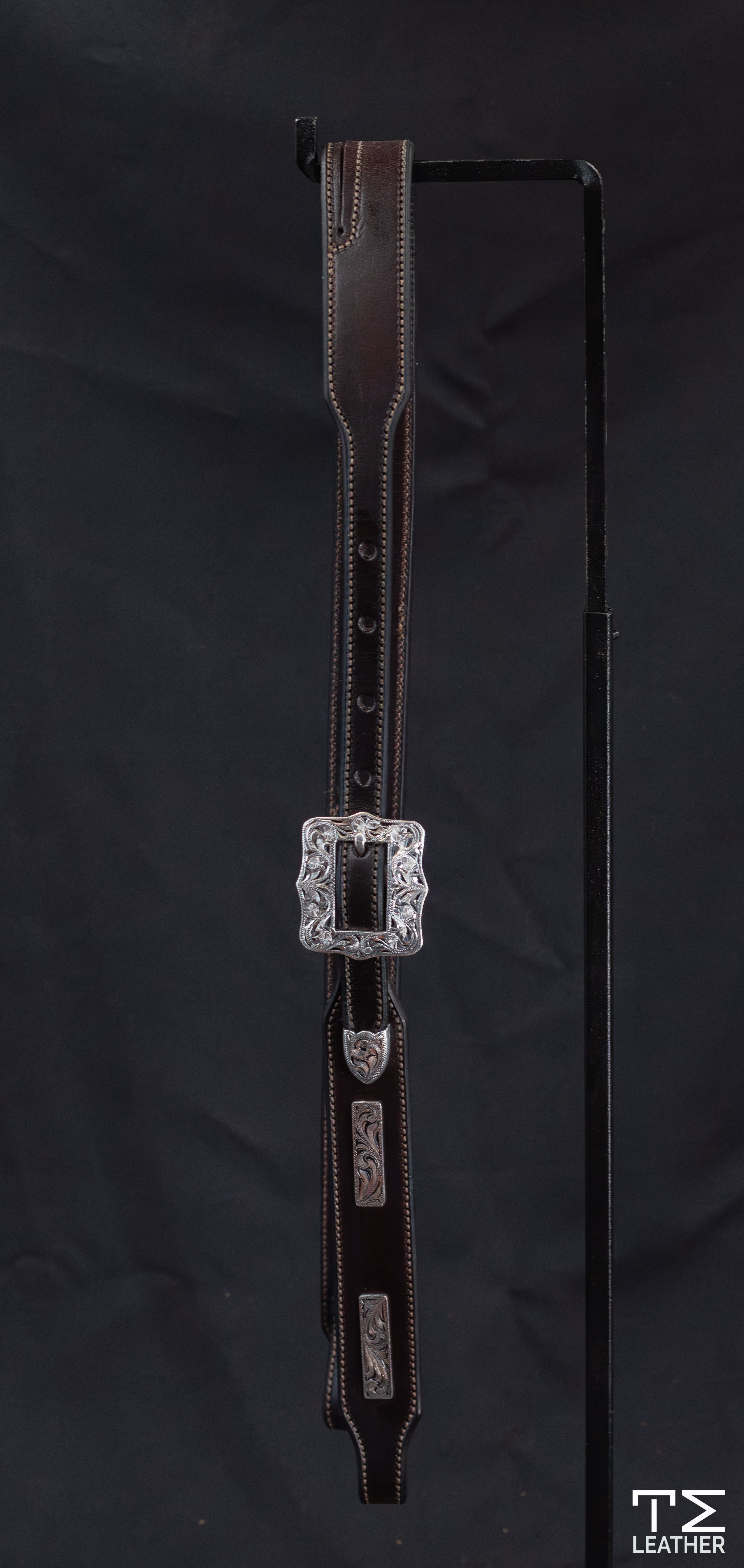 Chocolate Slit Ear w/ Engraved Silver Plated Antiqued Hardware