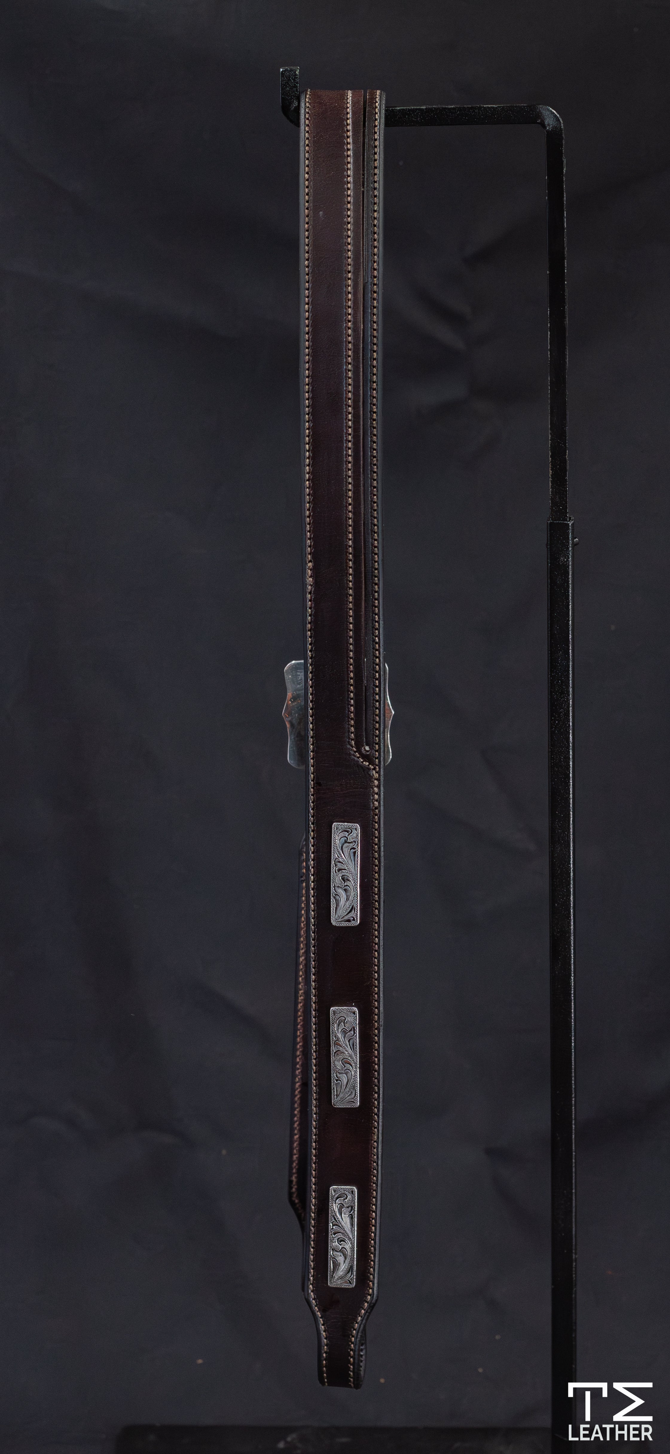 Chocolate Slit Ear w/ Engraved Silver Plated Antiqued Hardware