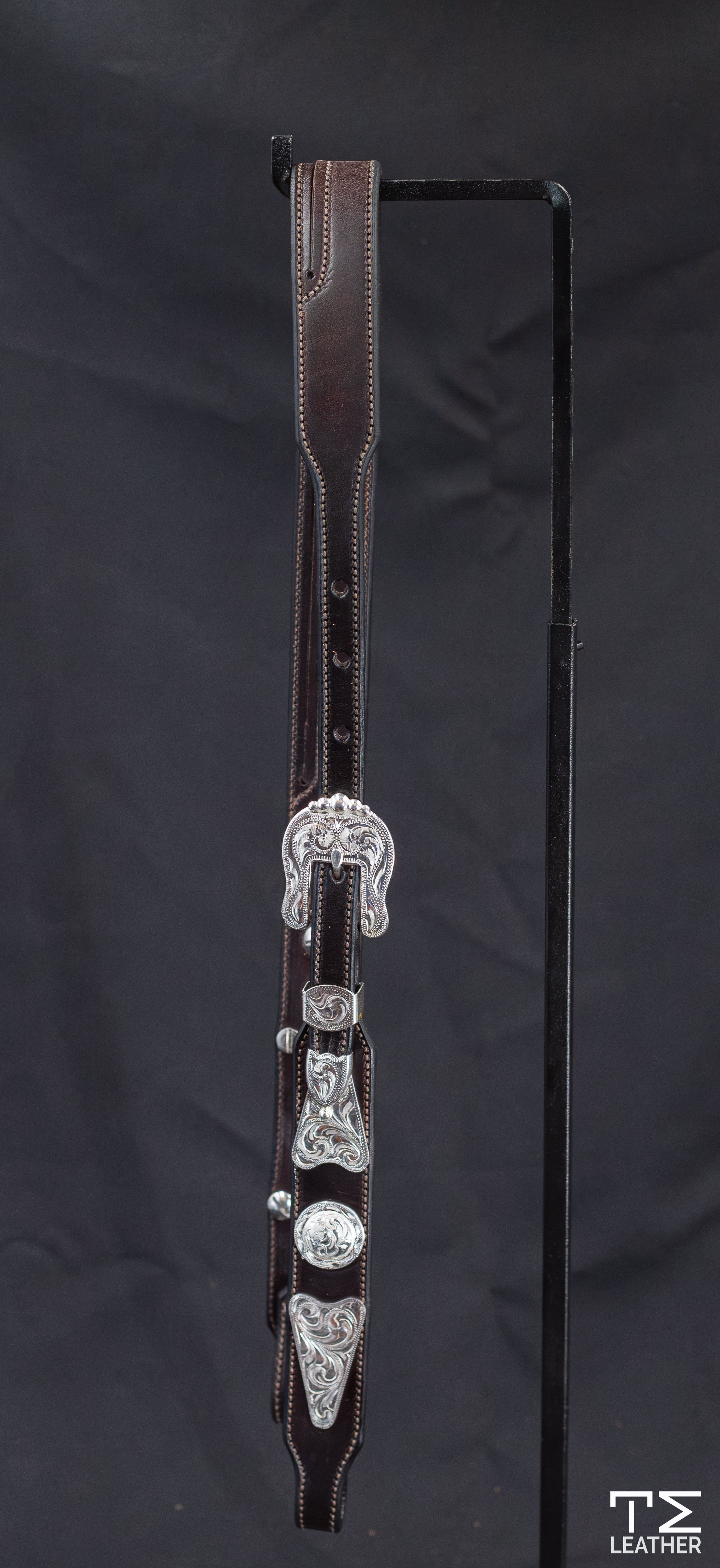 Chocolate Slit Ear w/ Engraved Silver Plated Antiqued Hardware