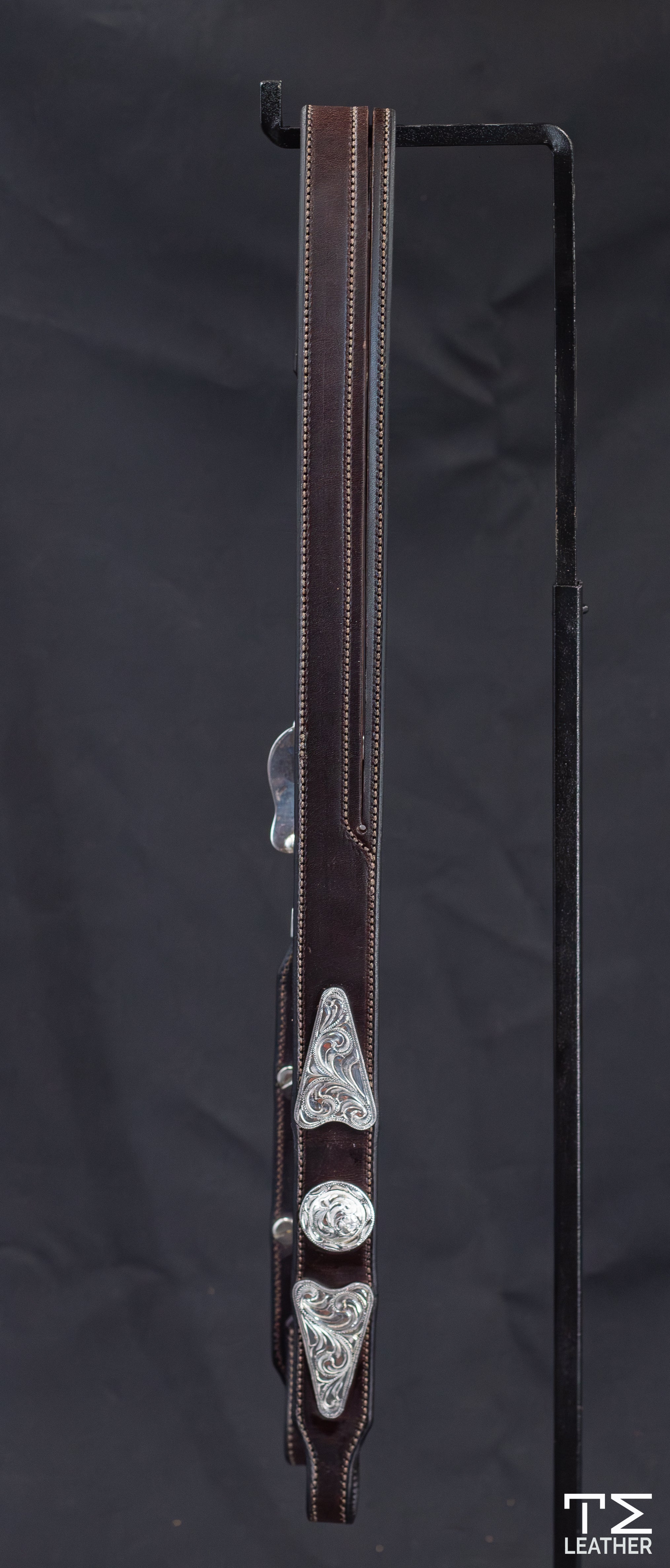 Chocolate Slit Ear w/ Engraved Silver Plated Antiqued Hardware