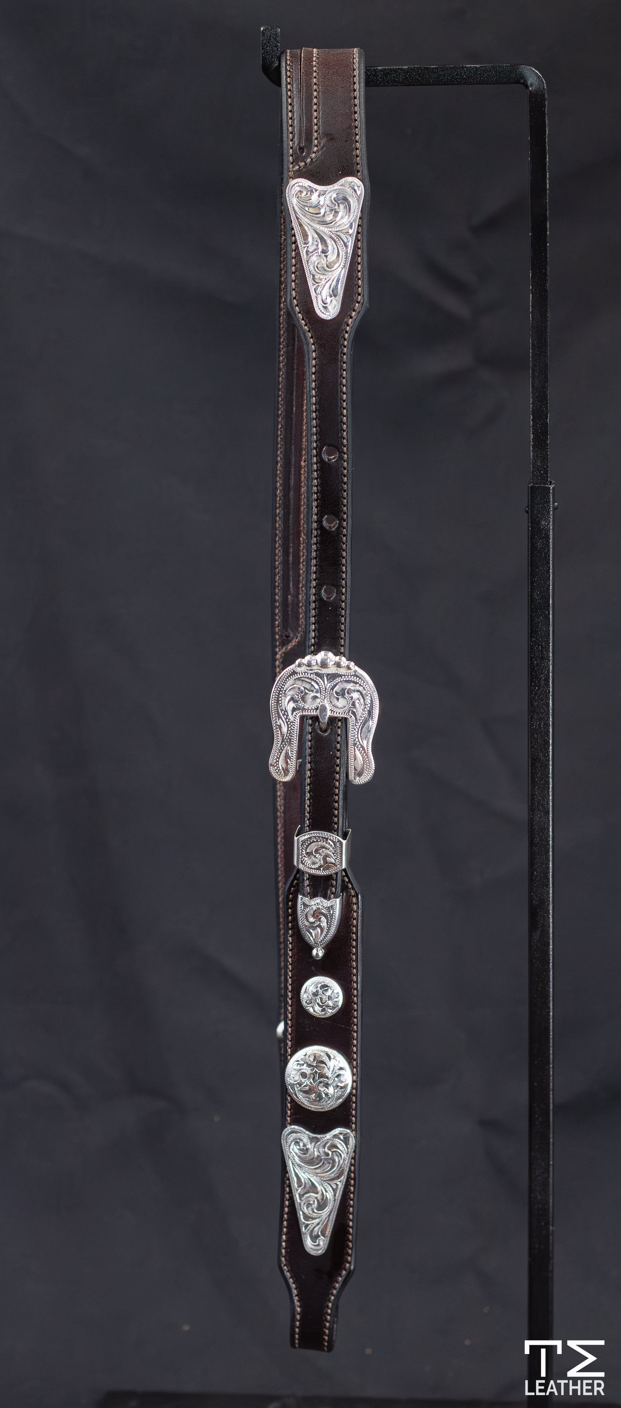Chocolate Slit Ear w/ Engraved Silver Plated Antiqued Hardware