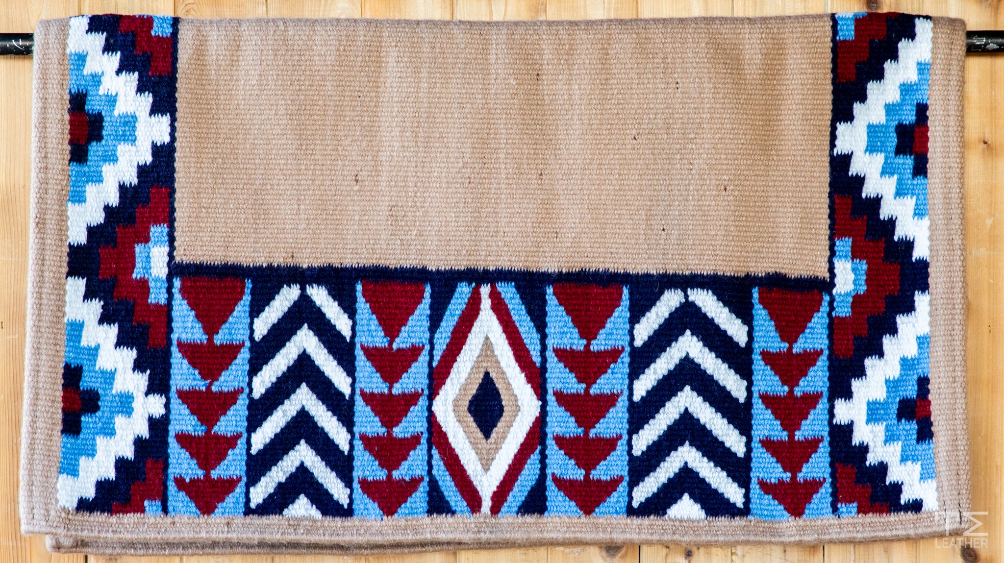 Sand, Navy, Light Blue, Red w/ White Accents Flat Show Blanket