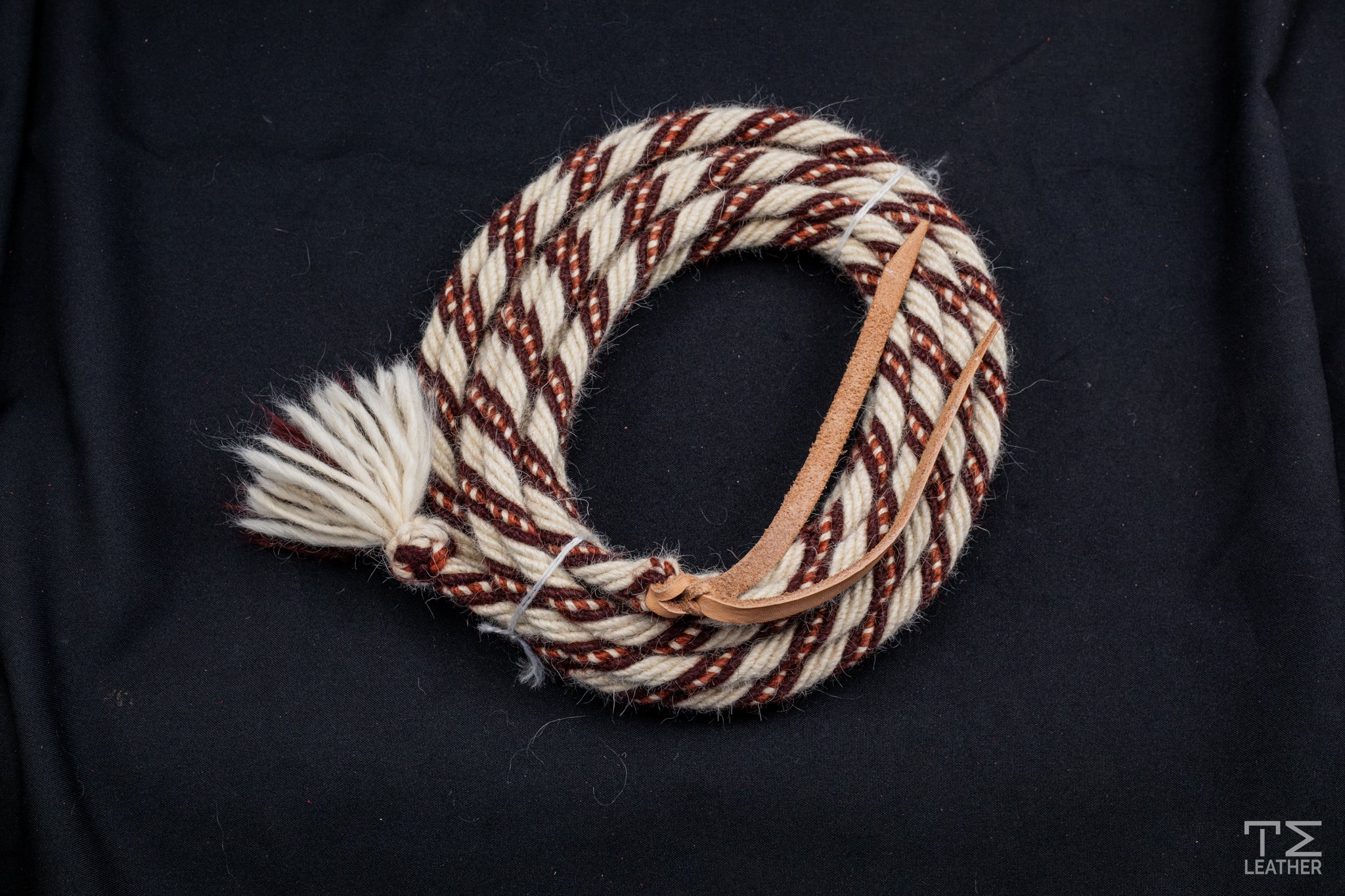 5/8" Burgundy, White & Copper Mohair Mecate
