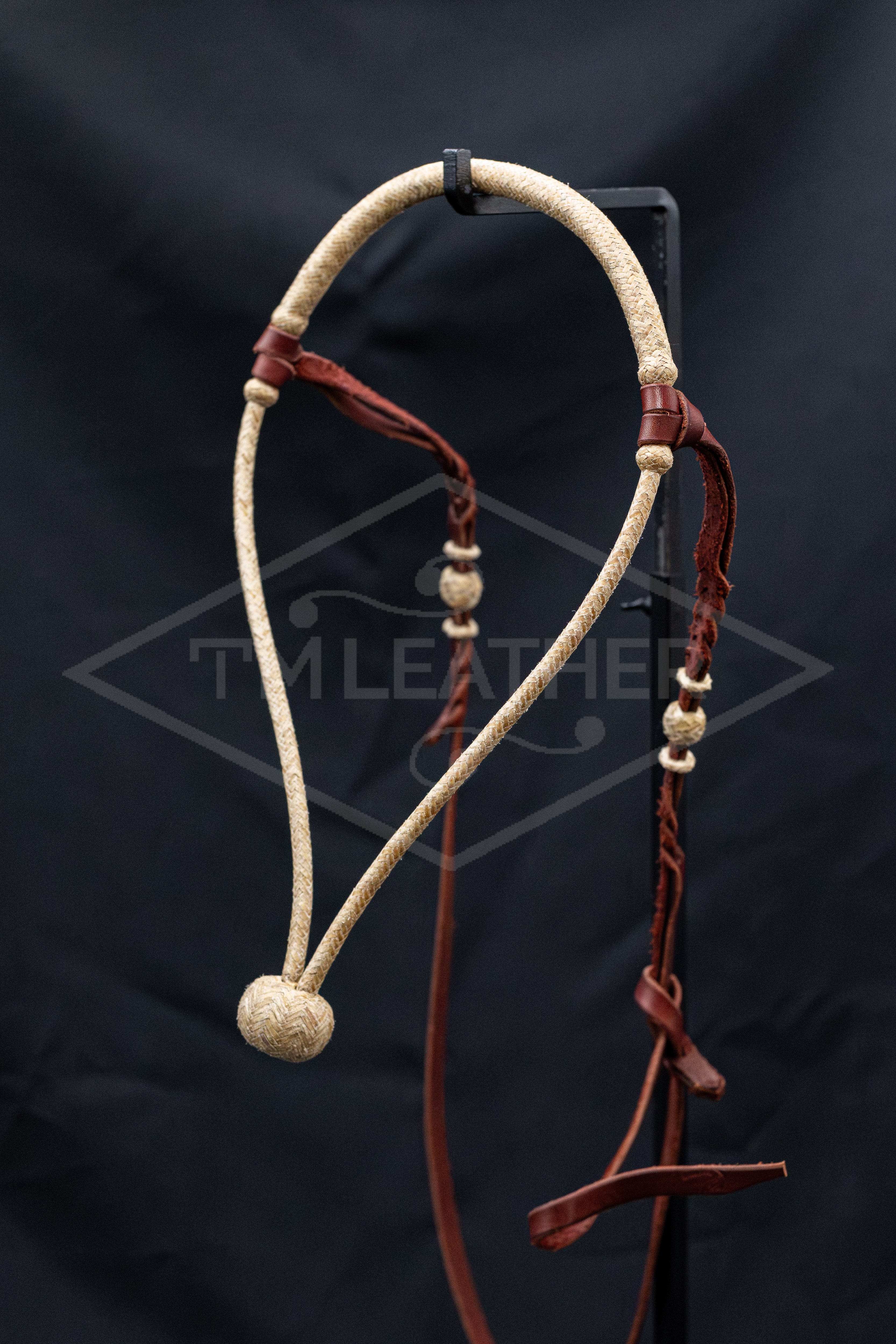 1/4" Natural Rawhide Bosal w/ Leather Hanger w/ Rawhide Accents