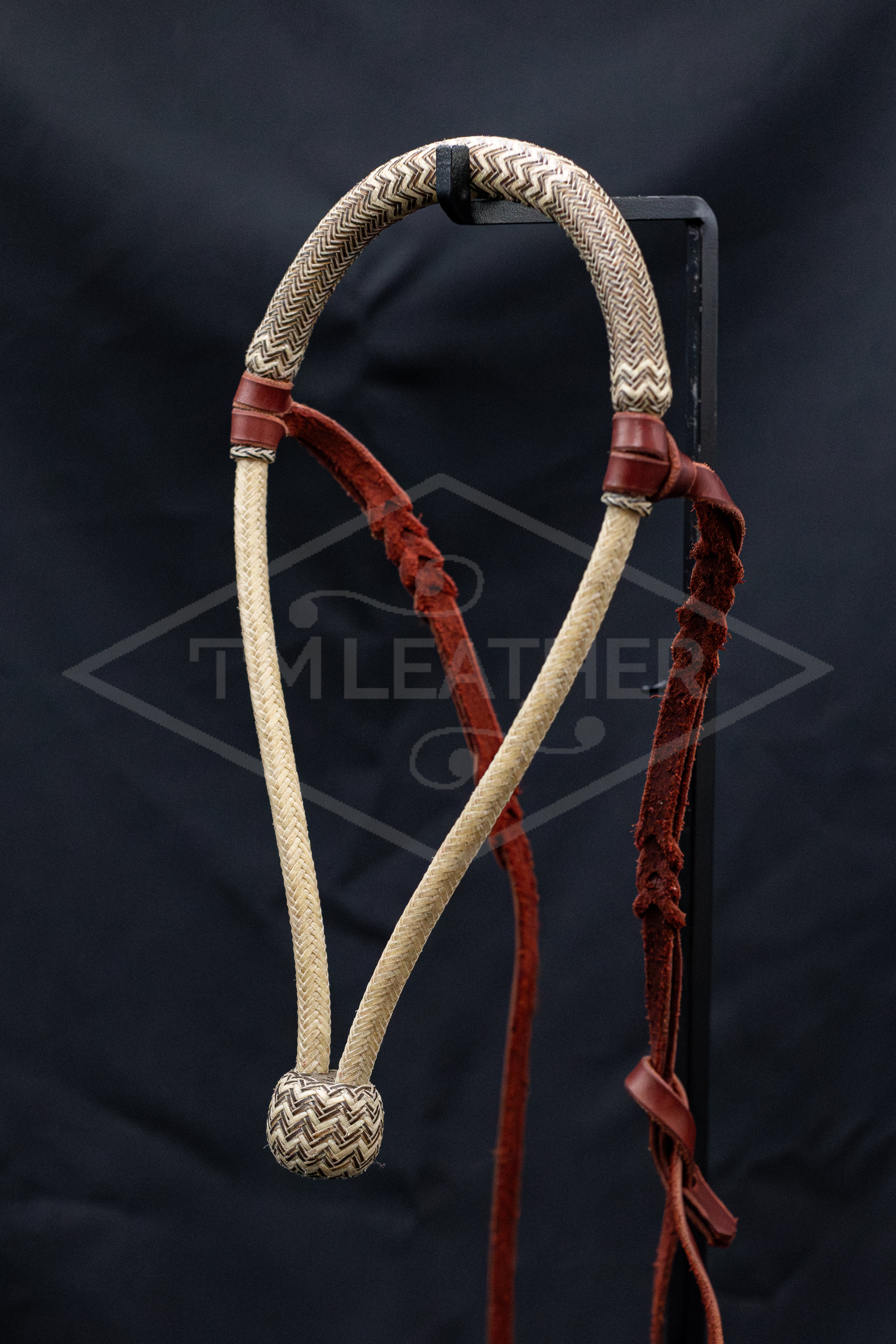3/16" Natural & Chocolate Rawhide Bosal w/ Leather Hanger