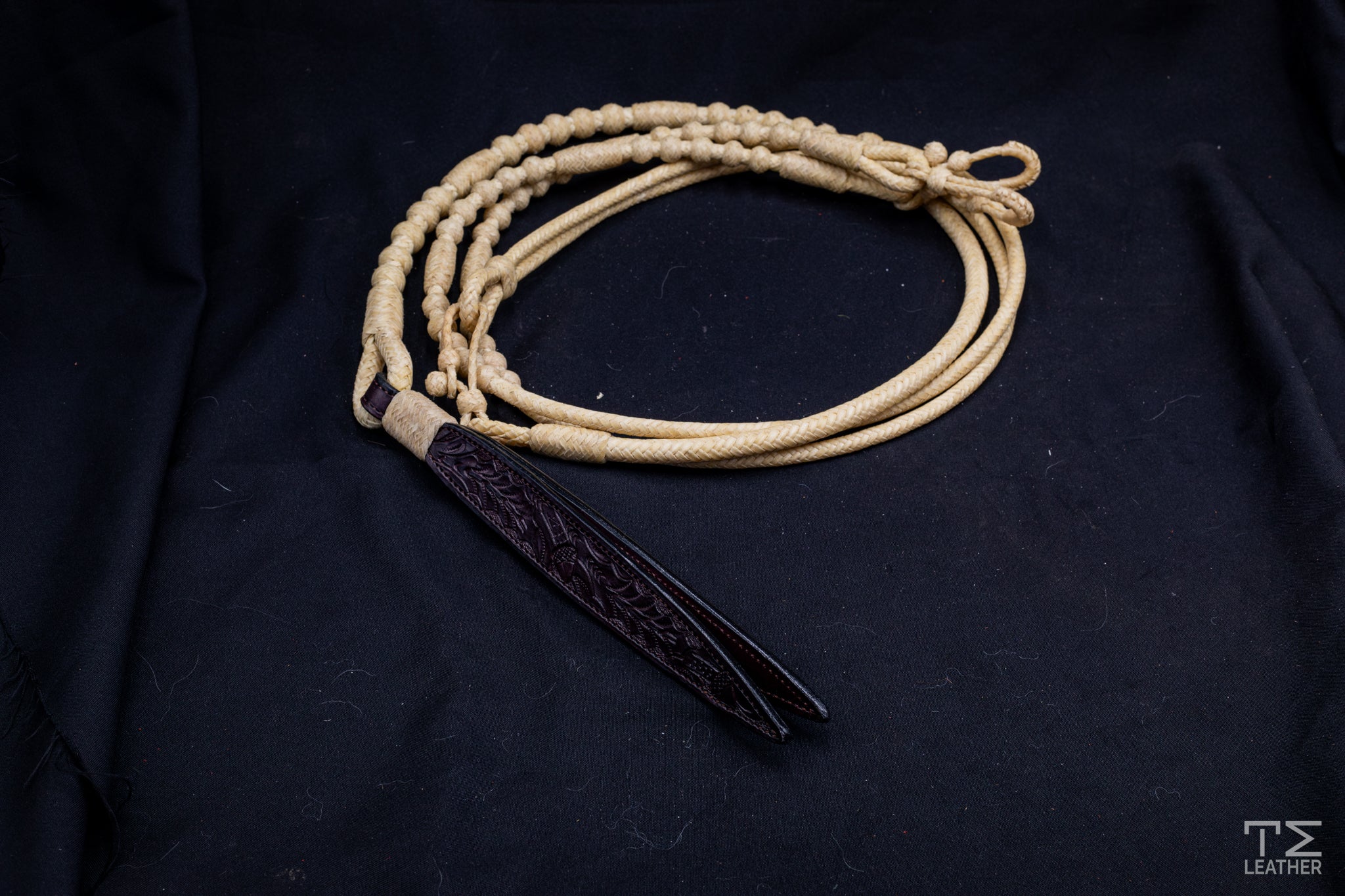 12 Plait, 102" Natural Rawhide "Oklahoma" Romel Reins