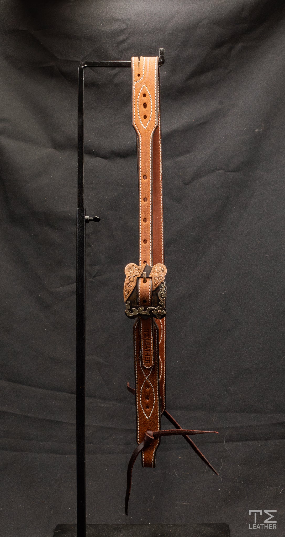 Working Slit Ear Natural Roughout w/ Gunslinger Stitching & Steel Rounded Square Buckle