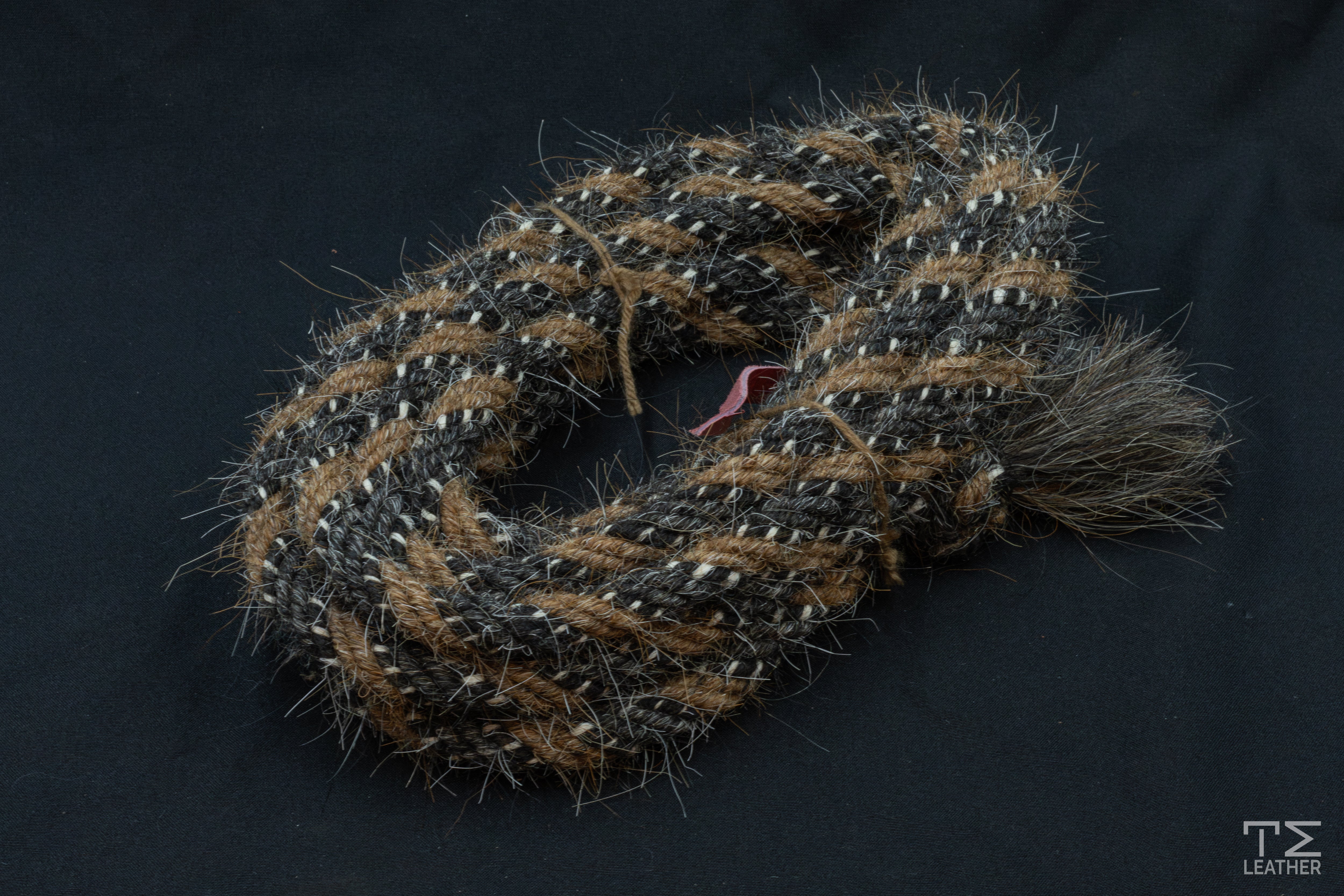 3/4" Light Brown w/ Black & White Accents Horsehair Mecate