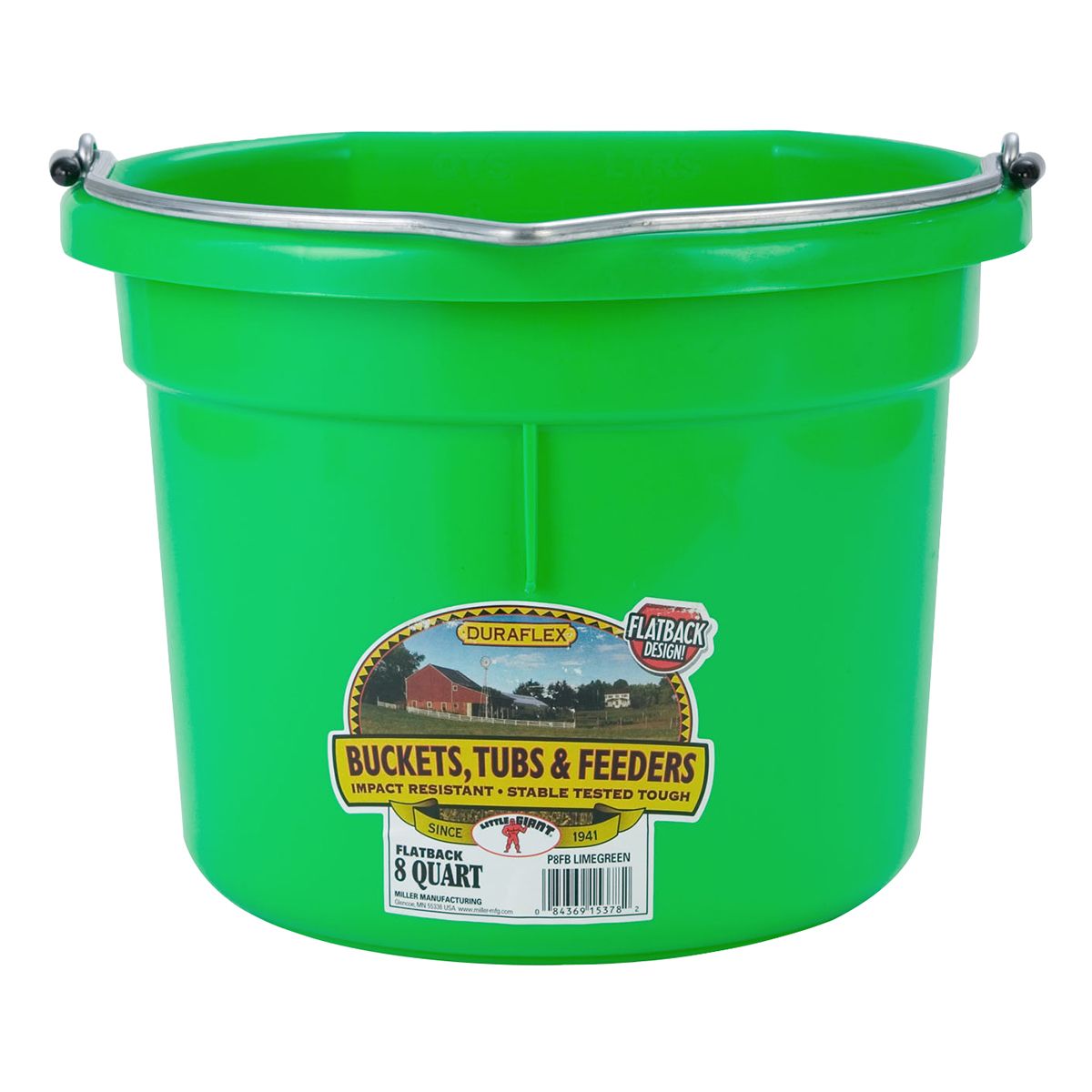 DuraFlex Plastic Flatback Bucket 8 qt.