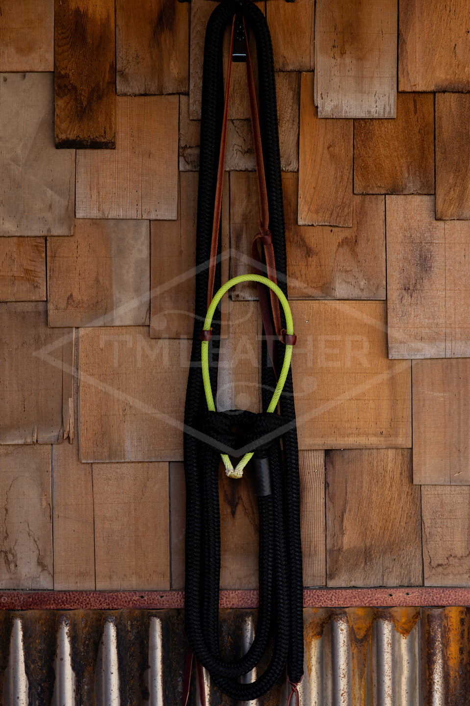 Loping Hackamore Neon Yellow & Black Split Reins – TM Leather and Saddlery