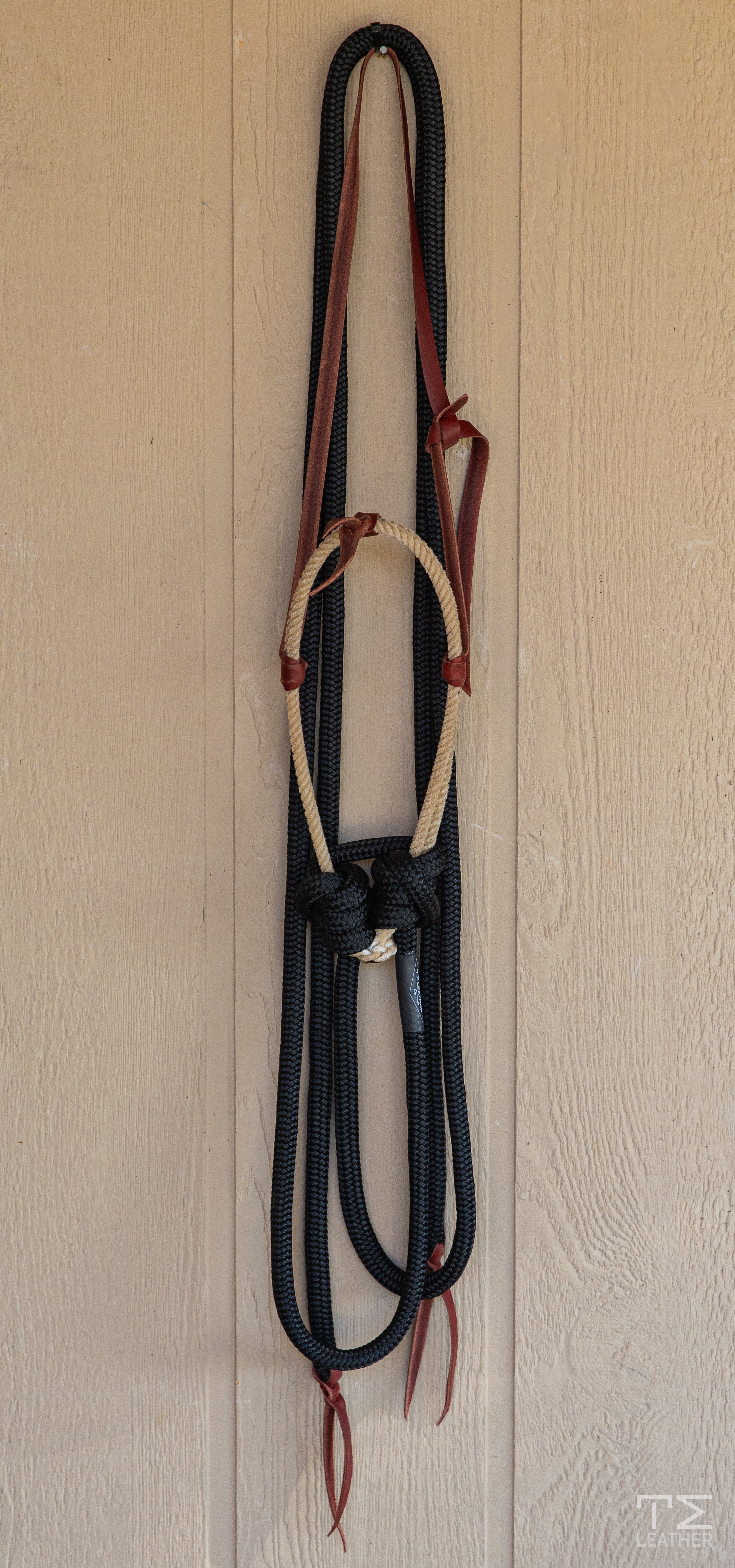 Loping Hackamore Double Tan & 5/8" Black Split Reins