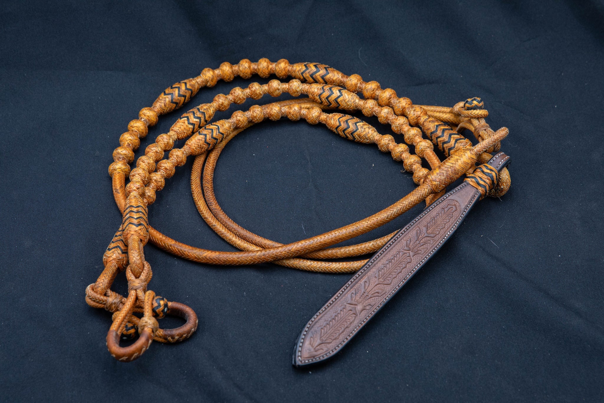 18 Plait, 102" Saddle Tan Rawhide Romel Reins