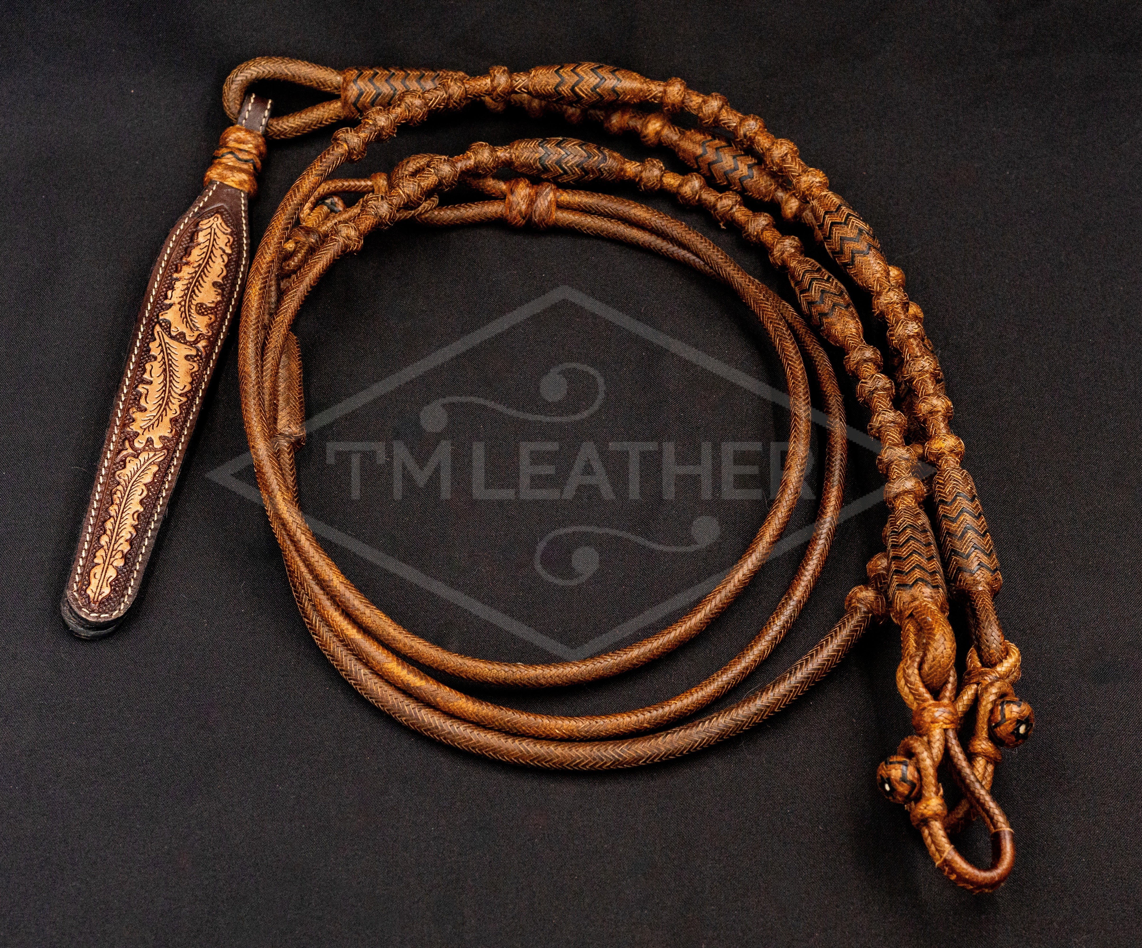 96" 30 Plait Chestnut with Black Accents George Moore Style Romel Reins