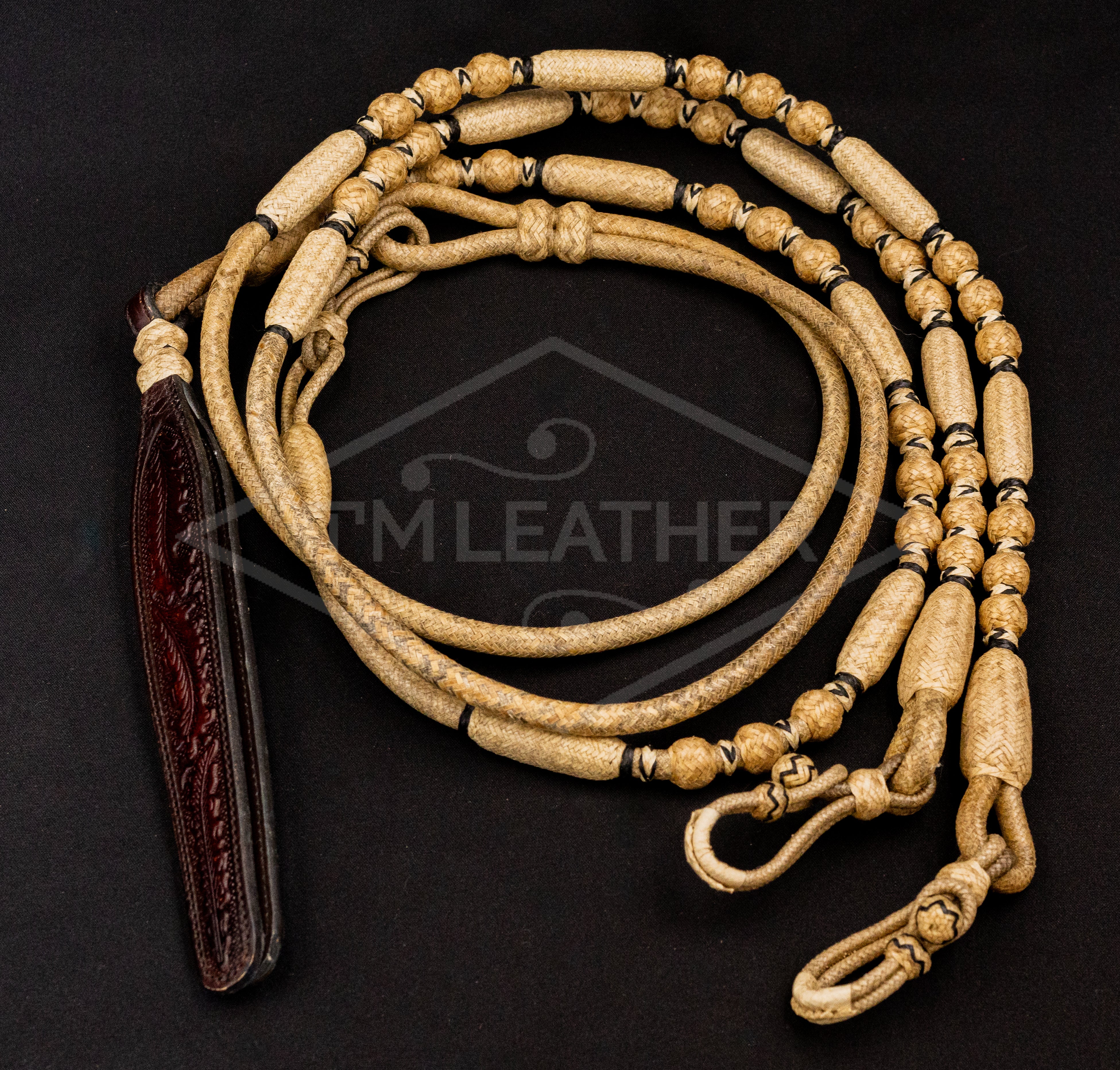 102" 32 Plait Natural with Black Accents Ortega Style Romel Reins