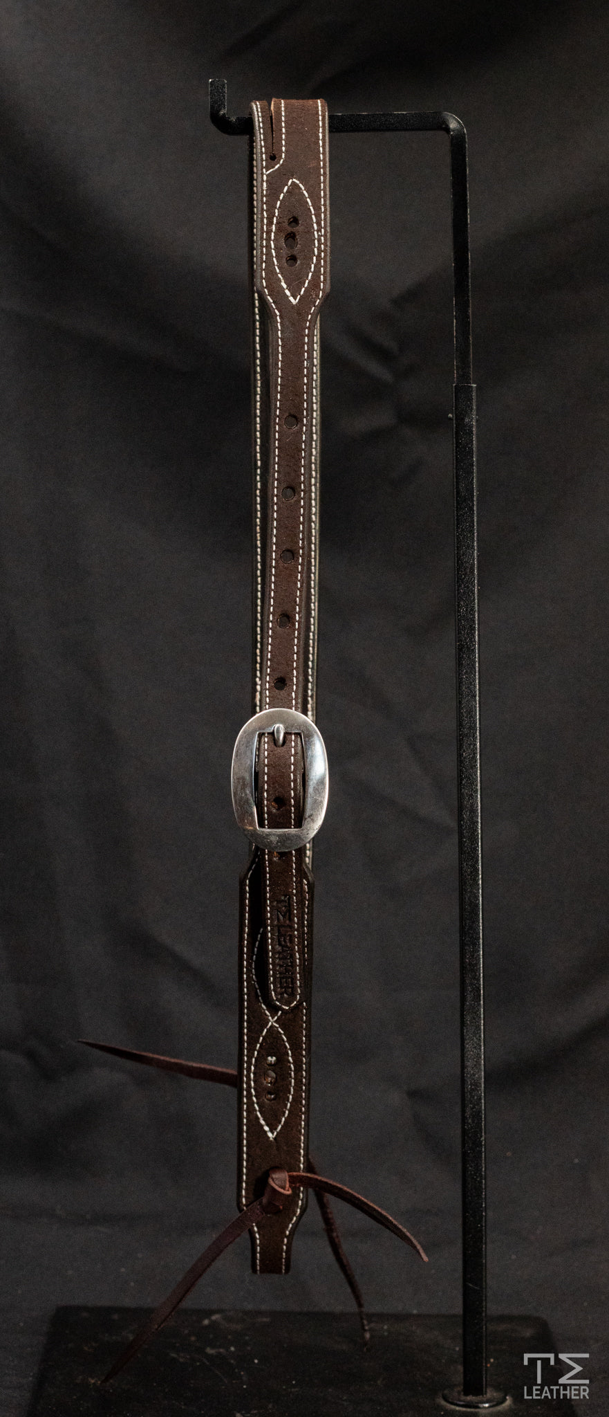 Working Slit Ear Chocolate Roughout w/ Gunslinger Stitching & Plain Buckles