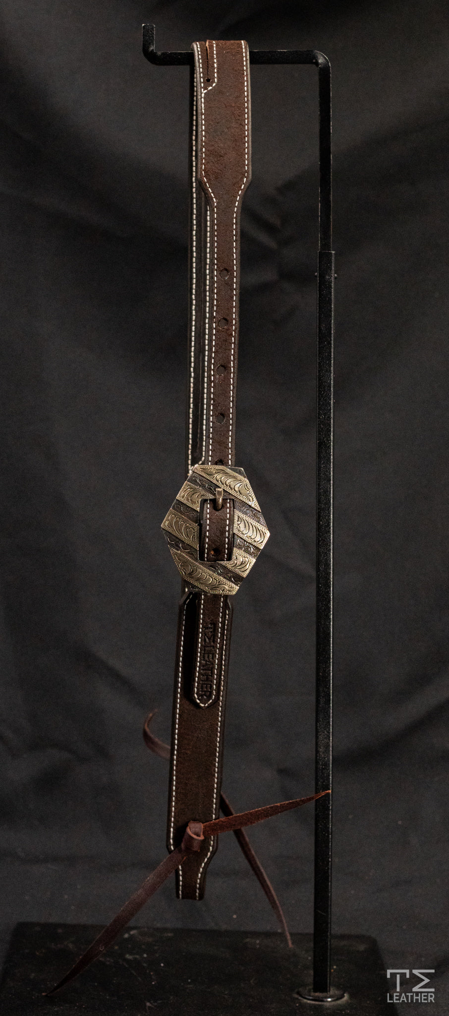 Working Slit Ear Chocolate Roughout w/ Steel Hexagonal Diamond Buckle