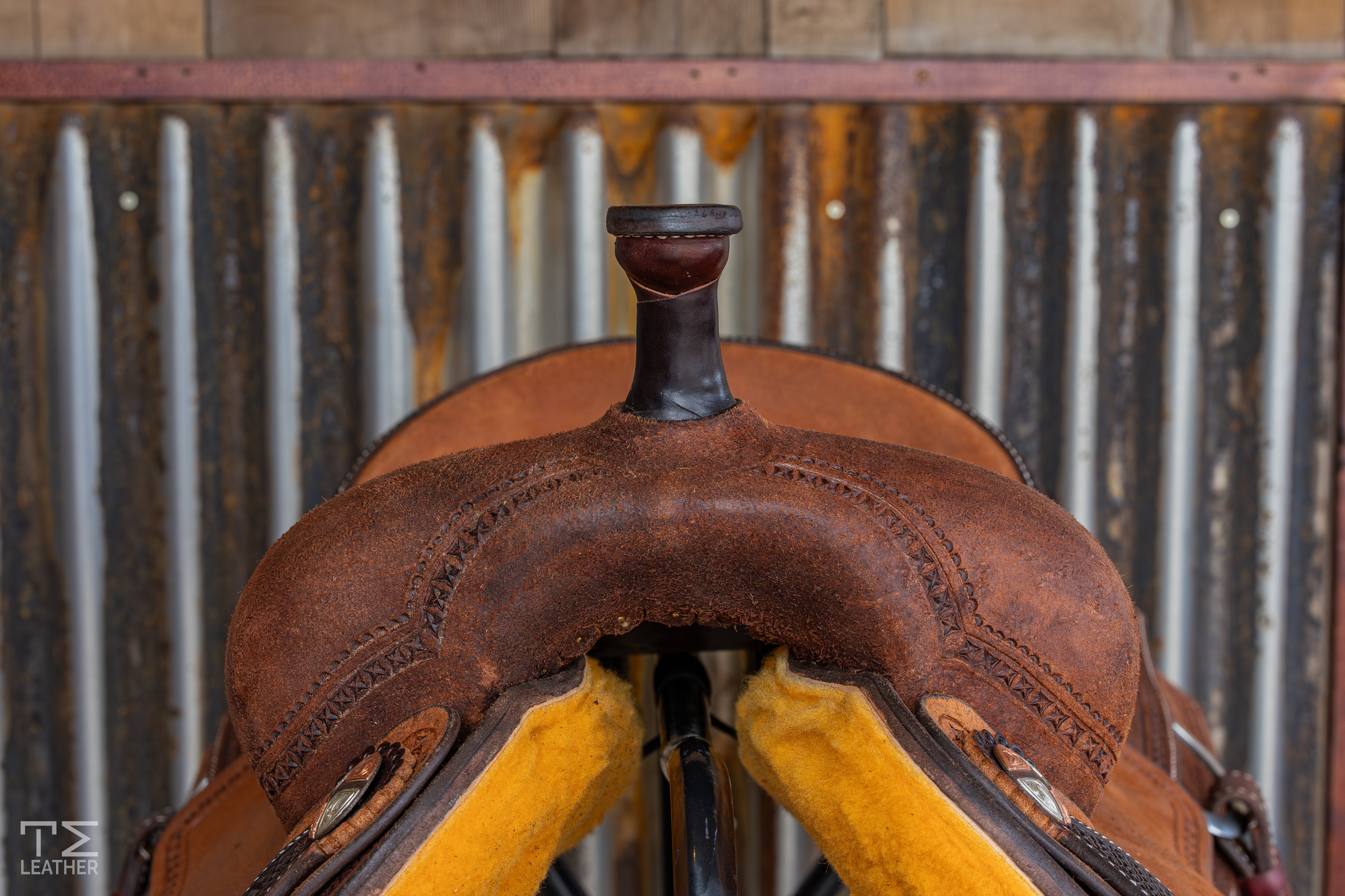 15.5" TM Ranch Cutter - Walnut/Chestnut Roughout w/ Waffle Border Stamping