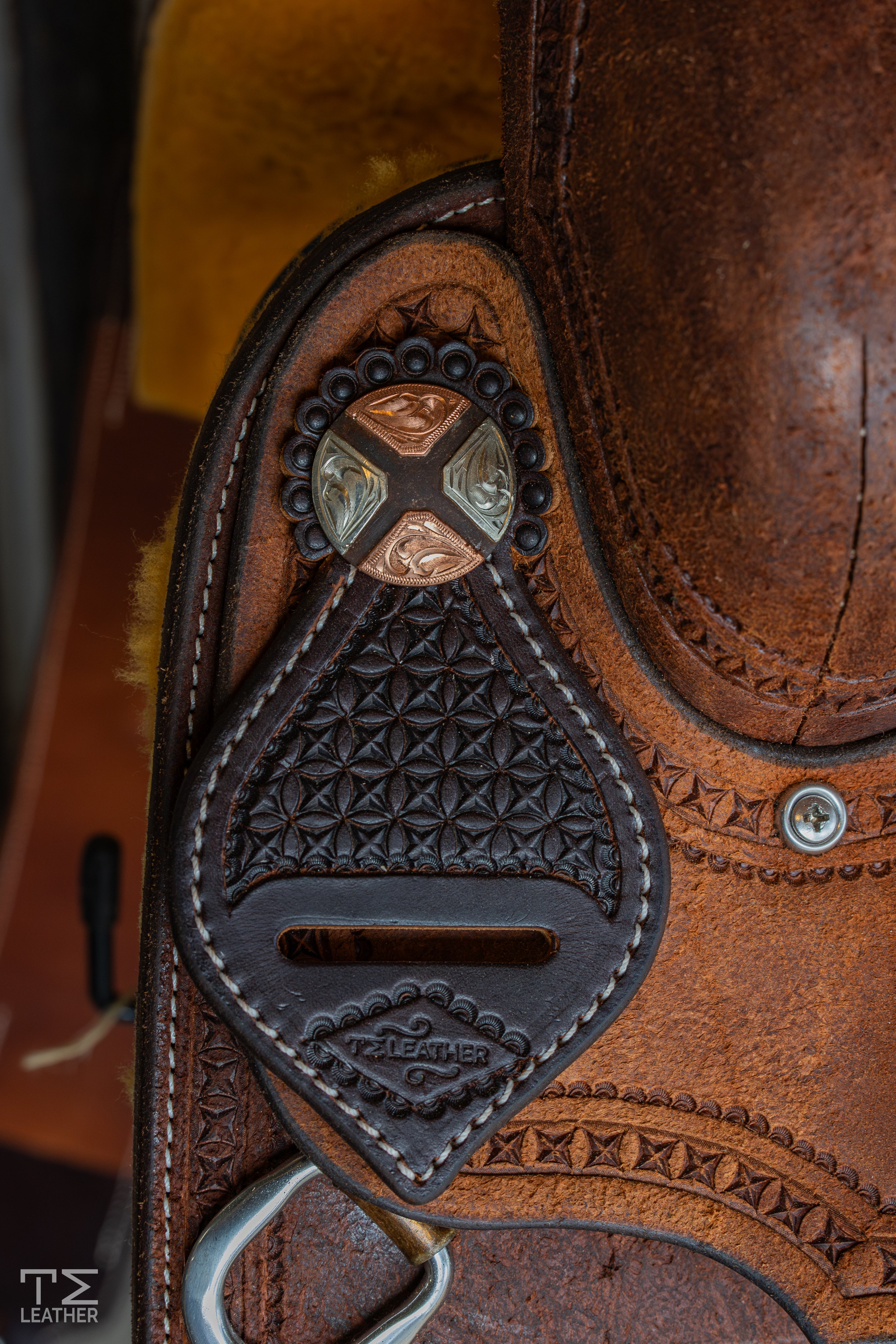 15.5" TM Ranch Cutter - Walnut/Chestnut Roughout w/ Waffle Border Stamping