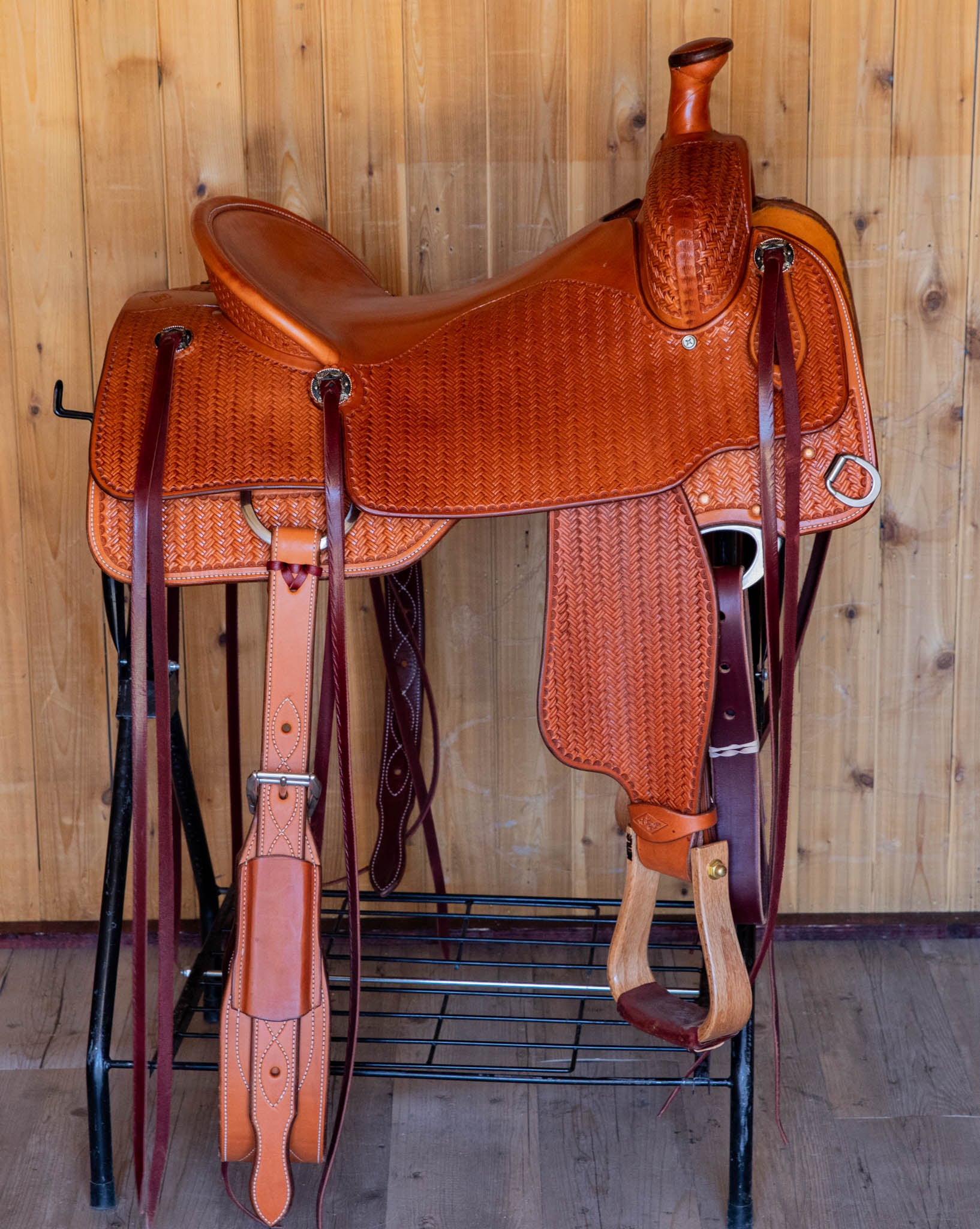 Ranch Cutter Saddle 16.5" Natural with Bamboo Stamping