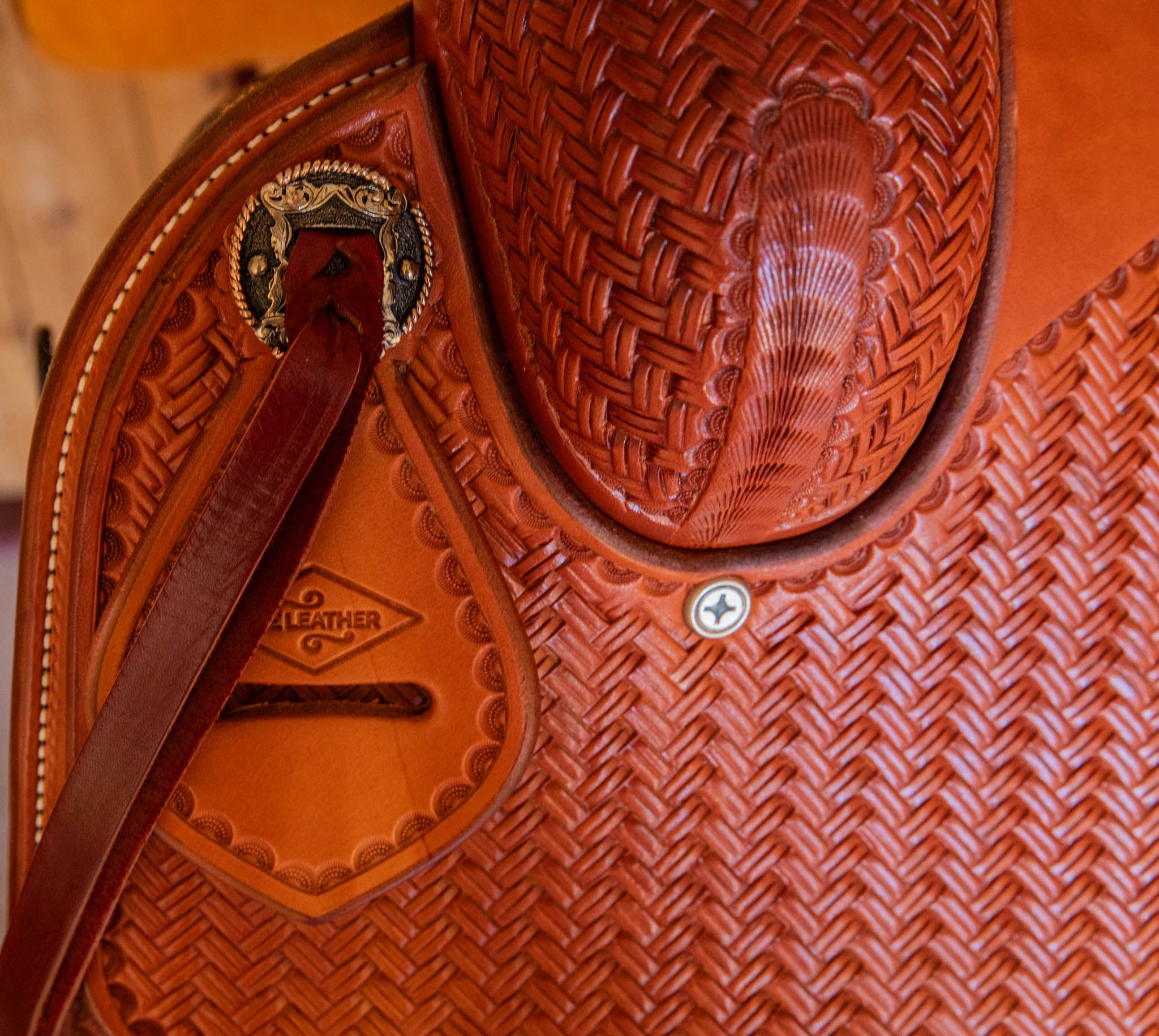 Ranch Cutter Saddle 16.5" Natural with Bamboo Stamping