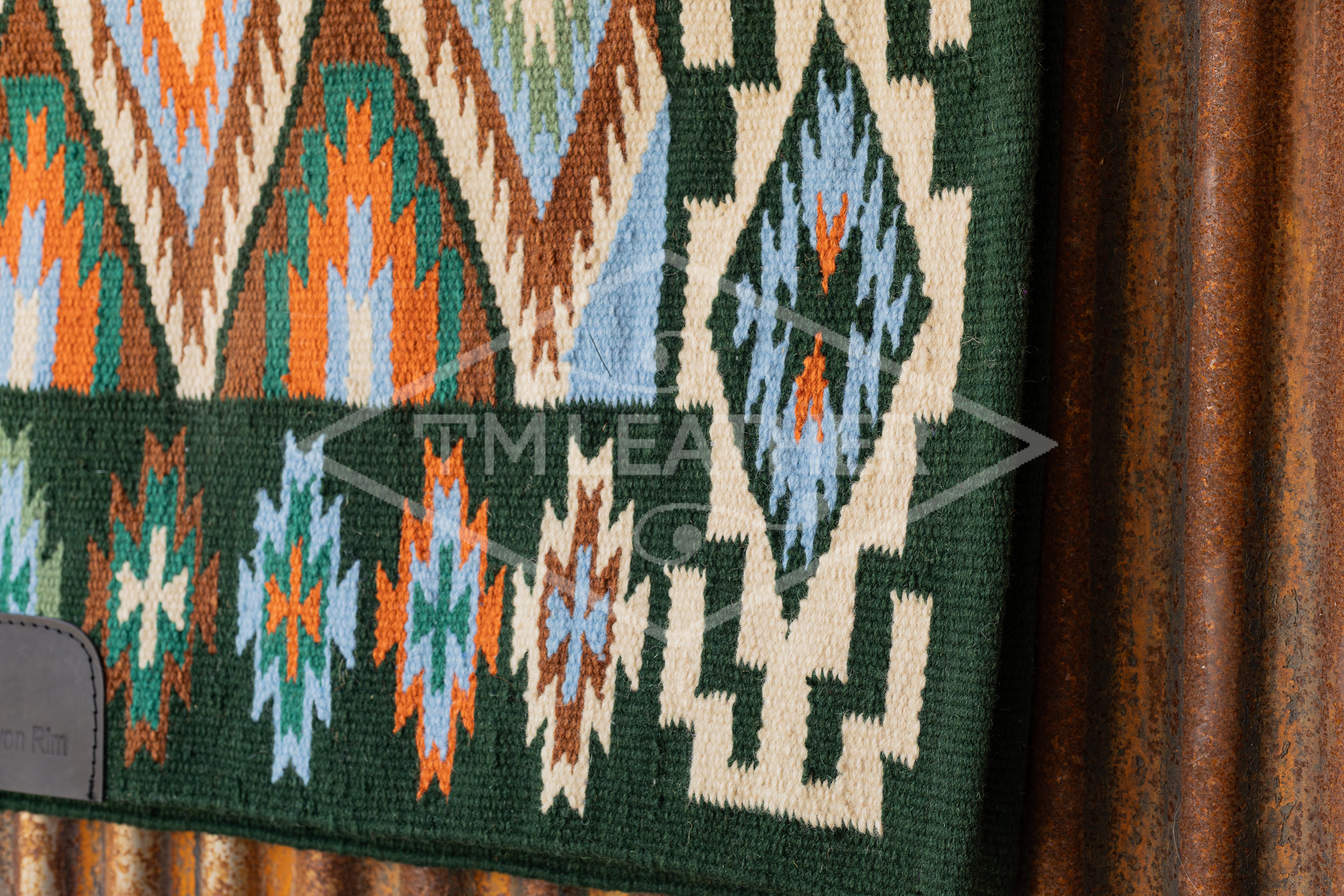 Greens, Cream, Brown, Orange & Periwinkle Blue Flat Show Blanket