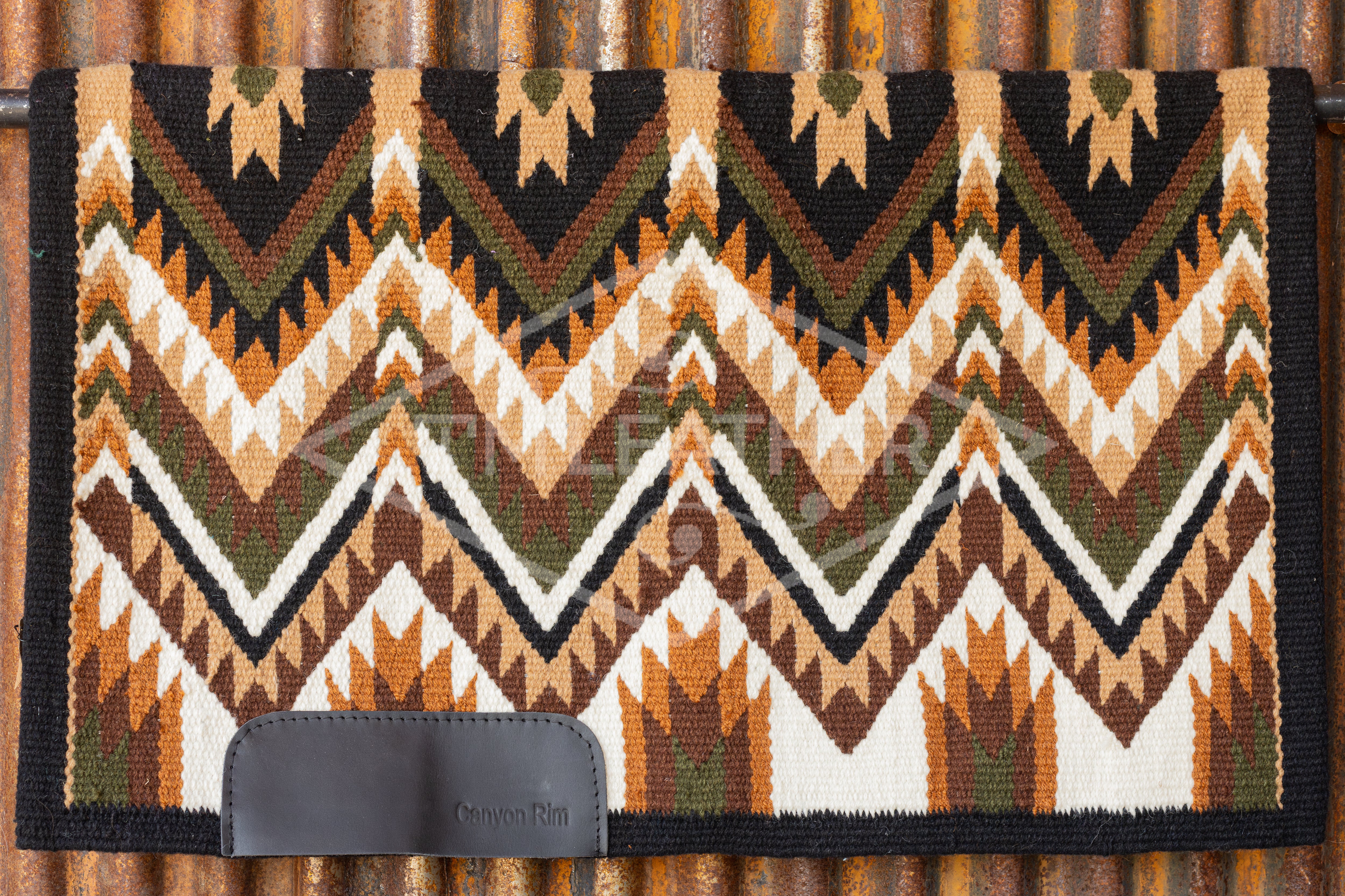 Black, Olive Green, Brown, Tan, Rust & White Flat Show Blanket