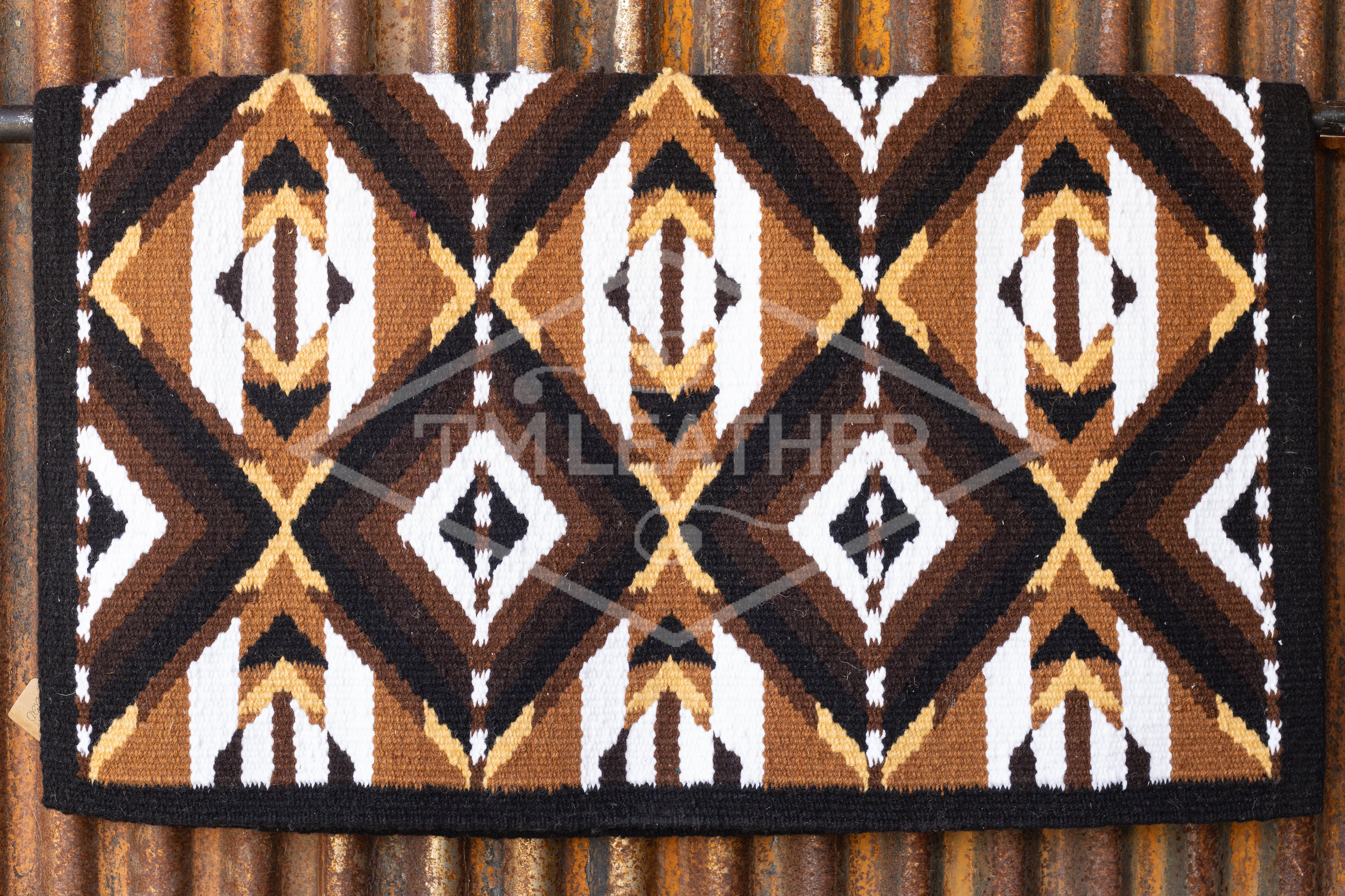 Black, Browns, & Tan w/ White Accents Flat Show Blanket