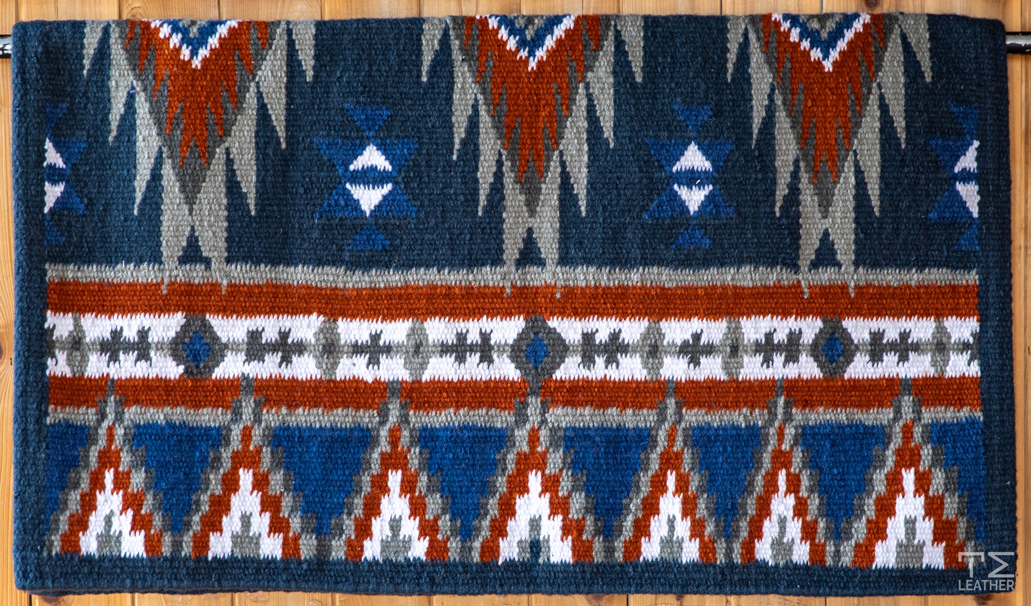 Navy, Rust, Blue, Dark & Light Gray w/ White Accents Flat Show Blanket