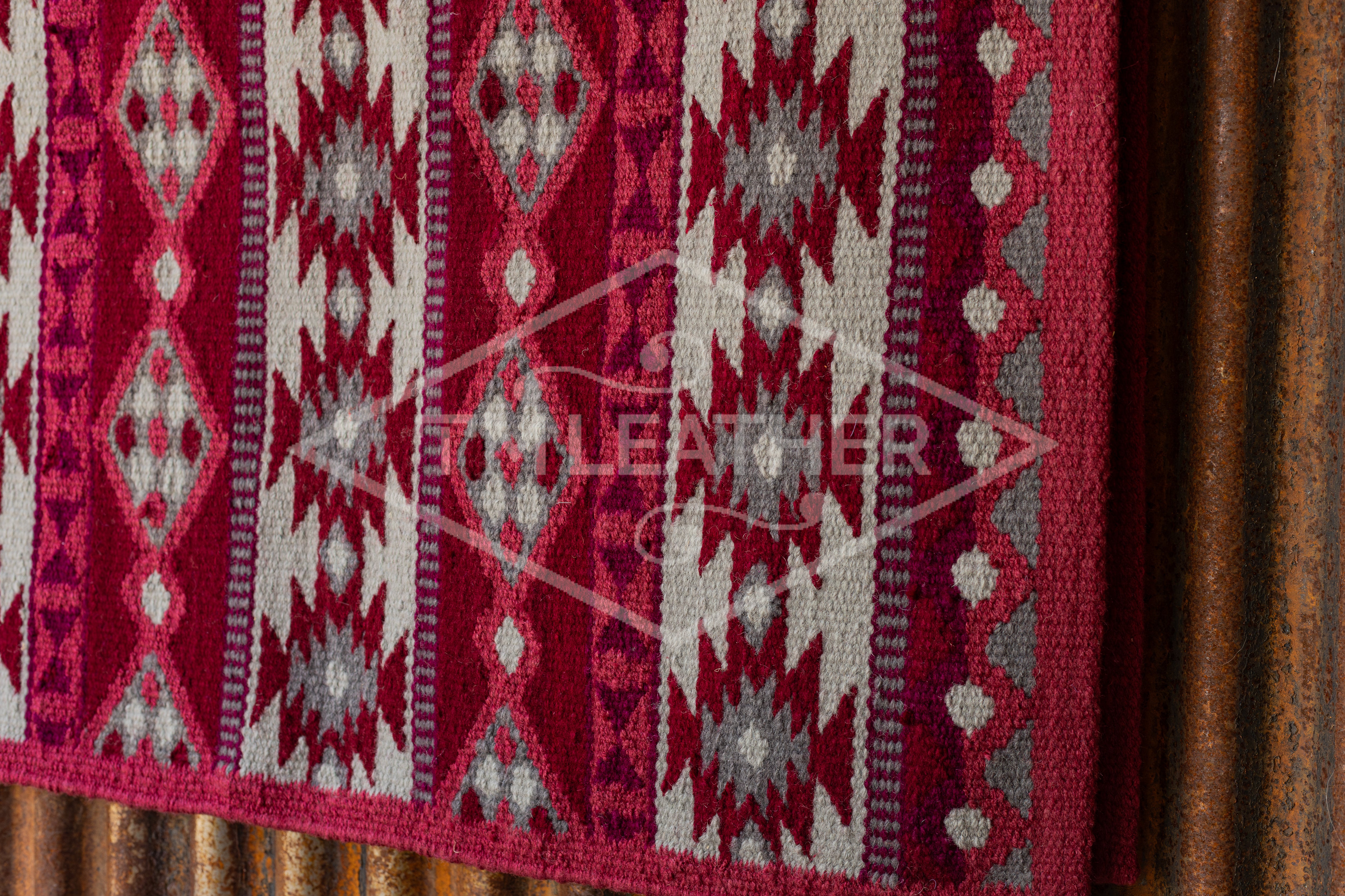 Salmon Pink base w/ Red, Wine, Light Gray & Dark Gray Accents Flat Show Blanket