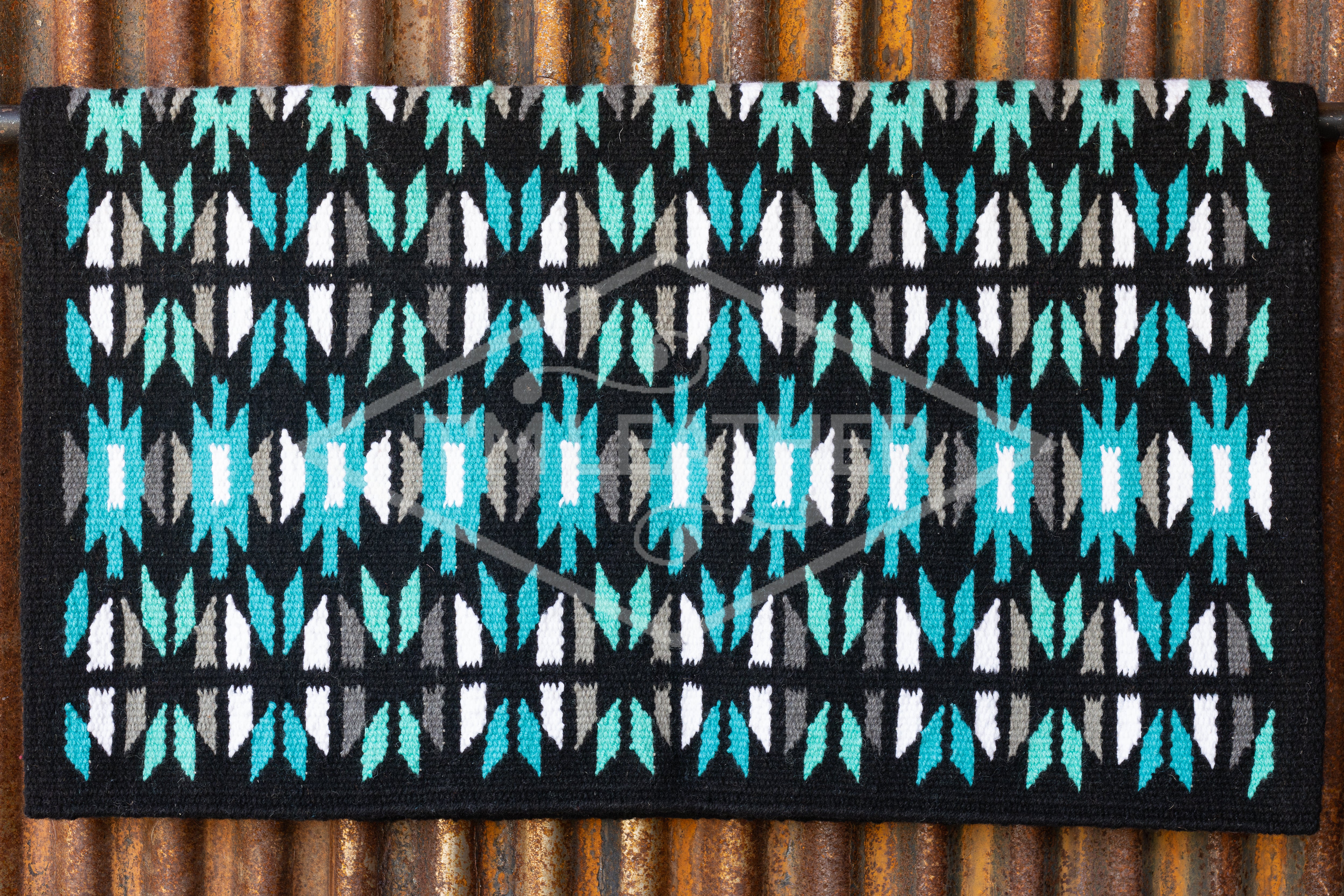 Black base w/ Teal, Mint, Dark & Light Grays w/ White Accents Flat Show Blanket