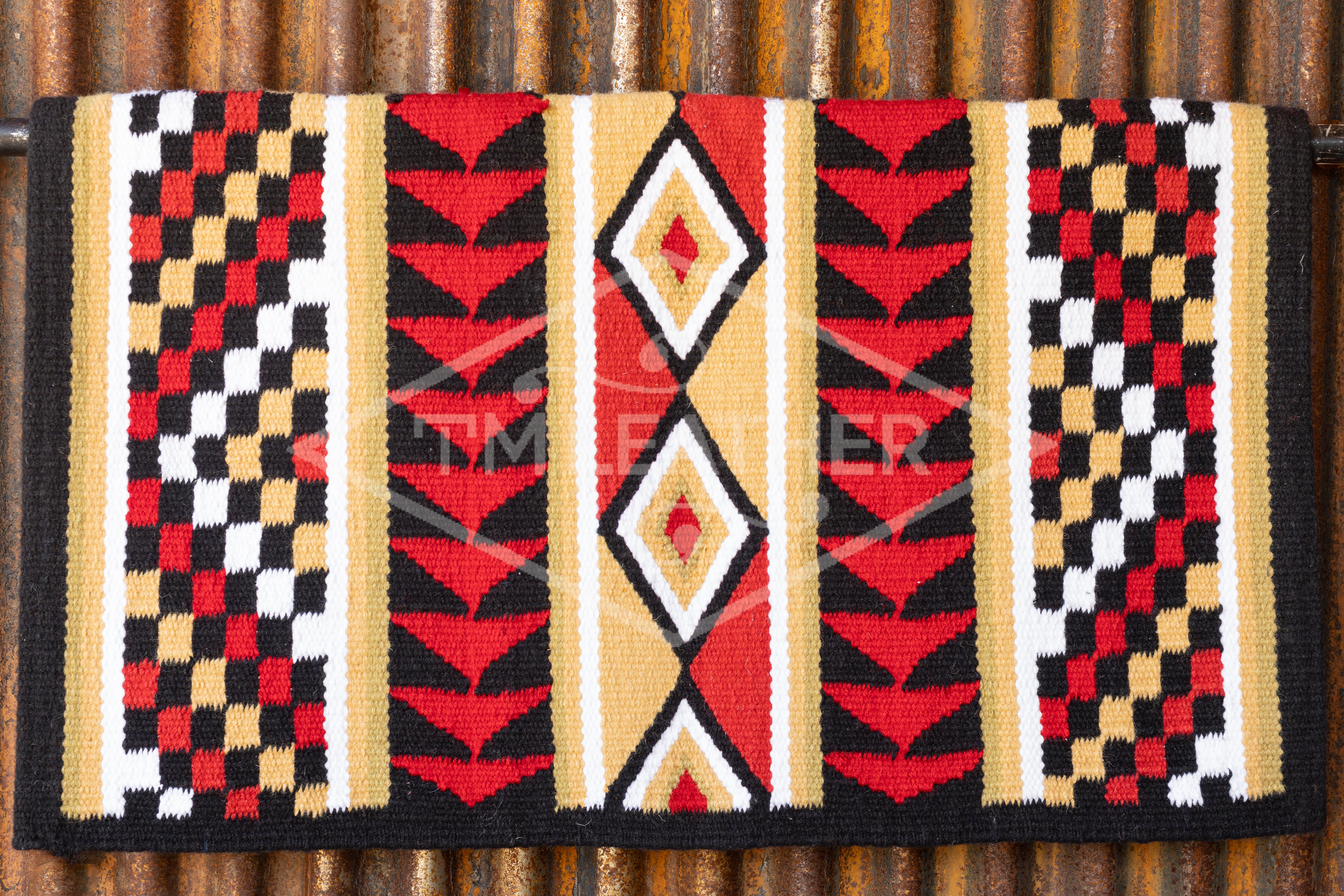 Black base w/ Red, Tan, & Black w/ White Accents Flat Show Blankets