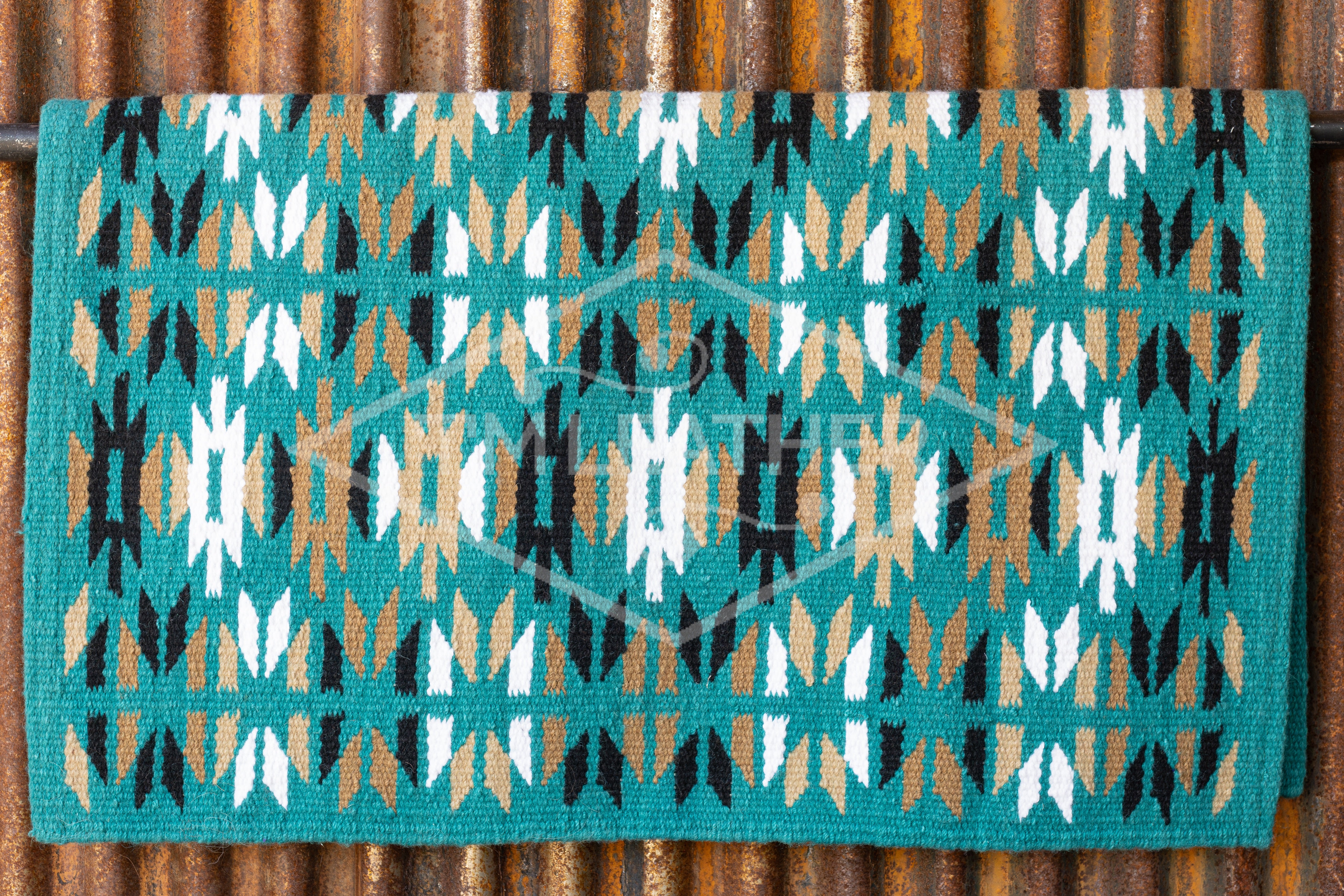 Teal base w/ Black, Tan & White Flat Show Blanket