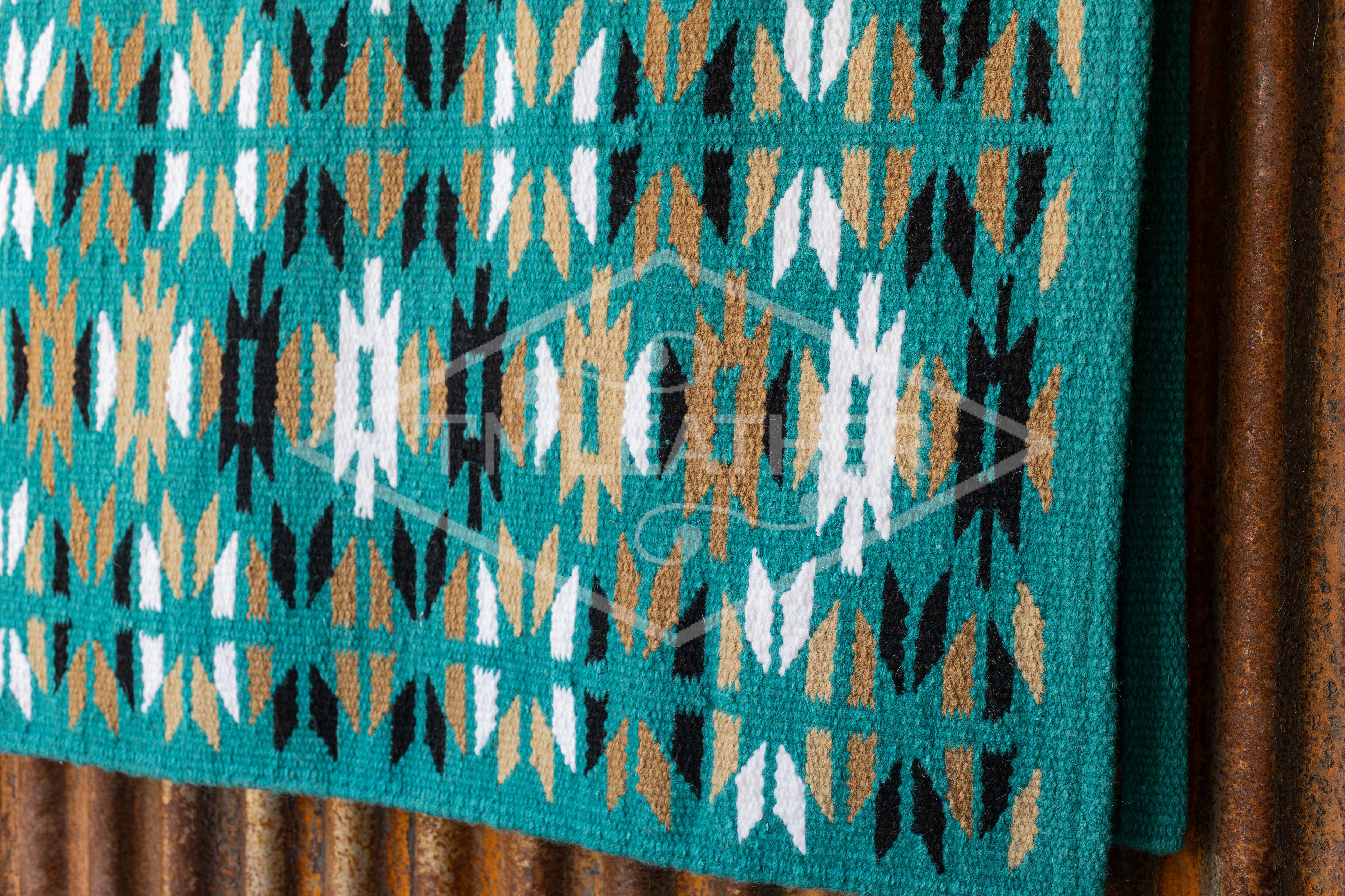 Teal base w/ Black, Tan & White Flat Show Blanket