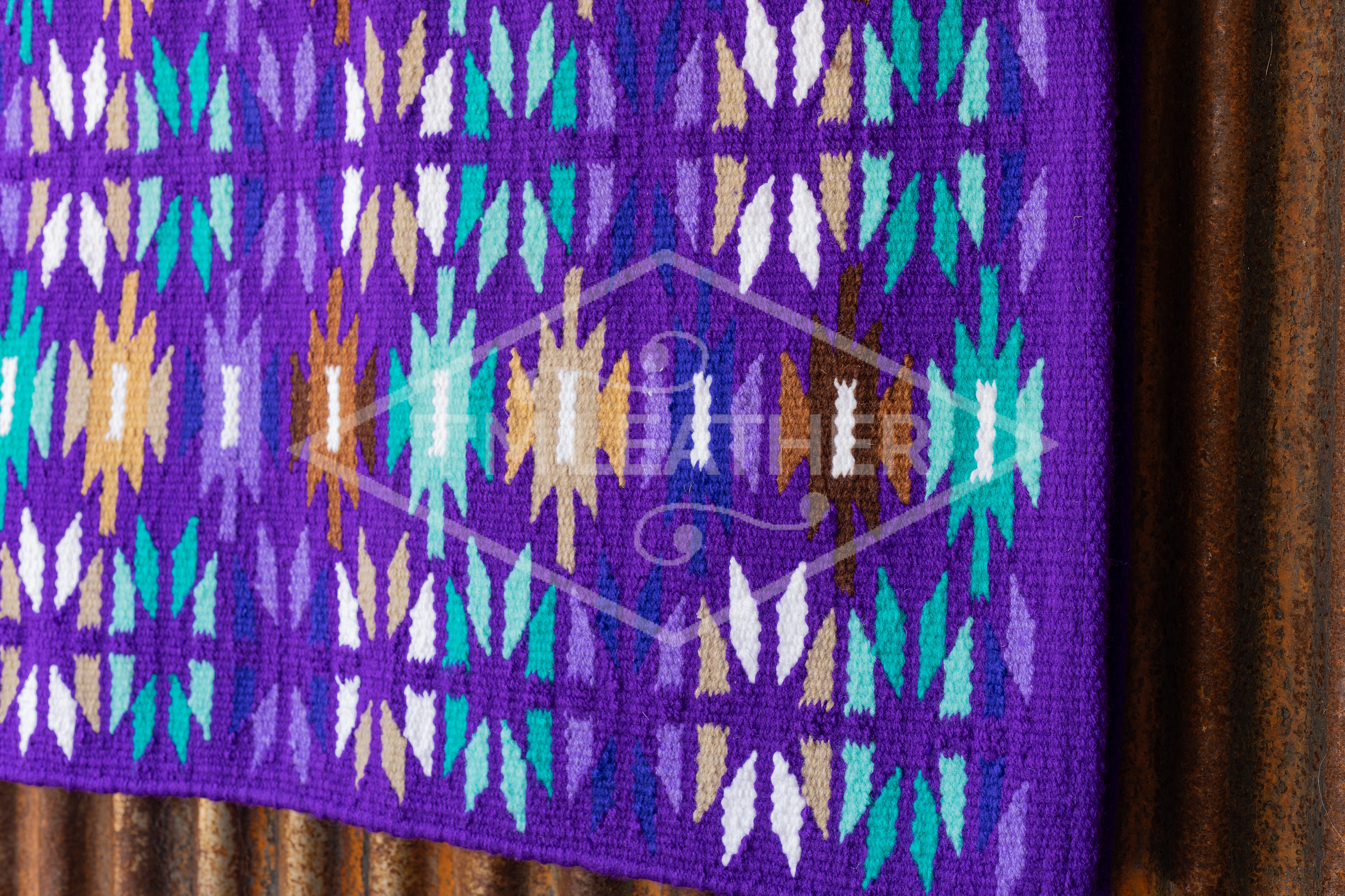 Purple base w/ Teal, Mint, Browns & Tans w/ White Accents Flat Show Blanket