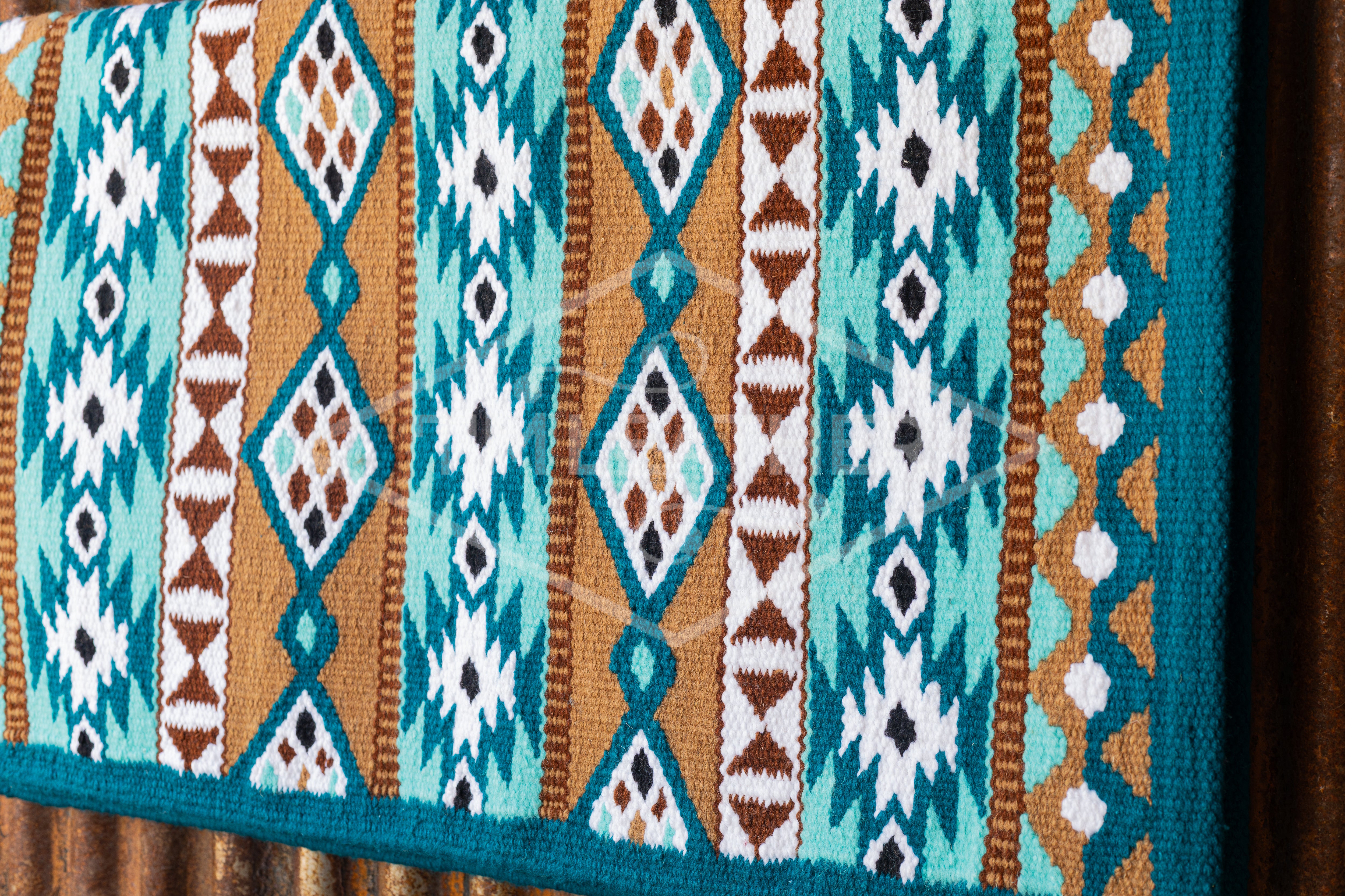 Blue base w/ Teal, Brown, Sand, & White w/ Black Accents Flat Show Blanket