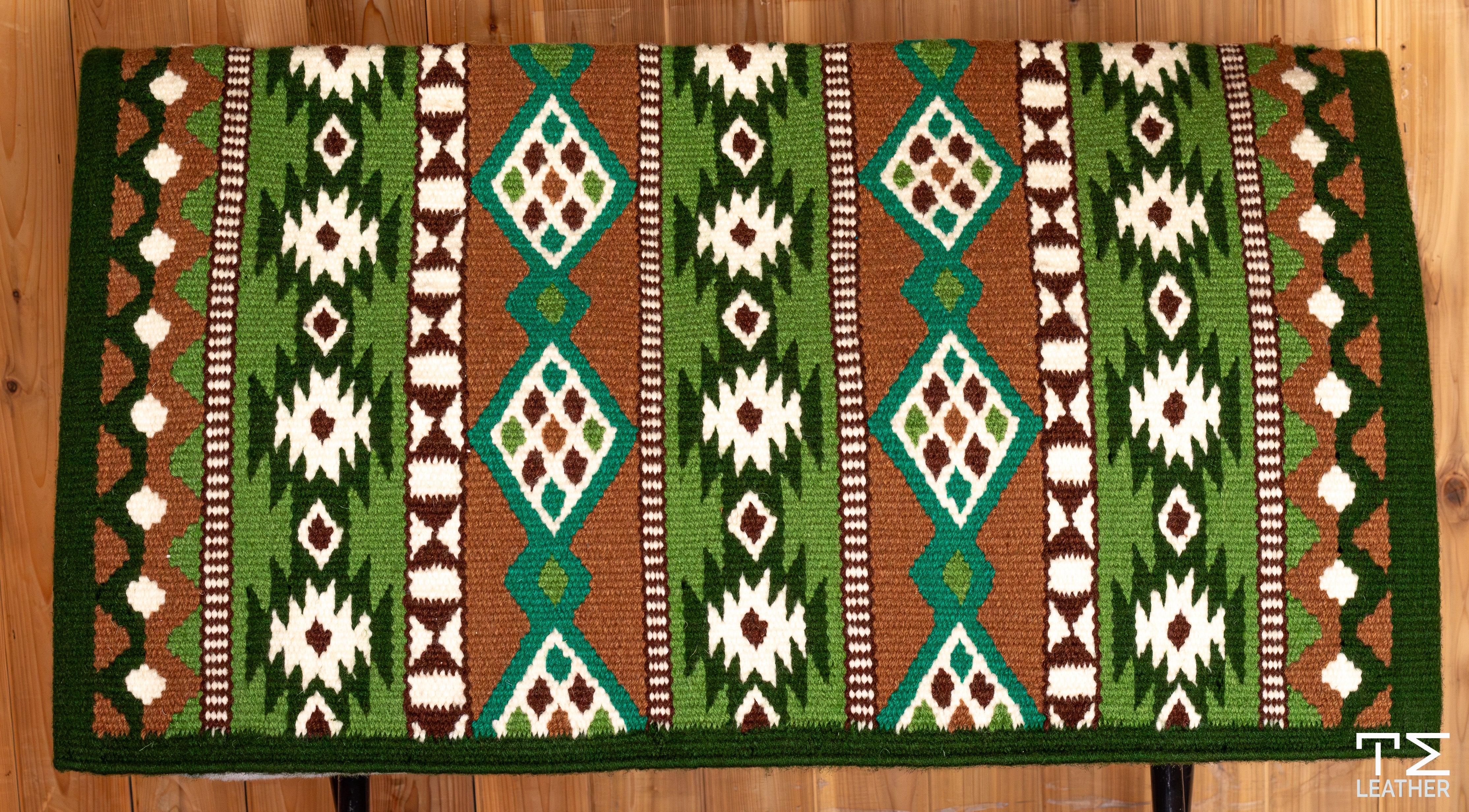 Dark & Light Greens, Medium Brown & Chocolate w/ White Accents Flat Show Blanket