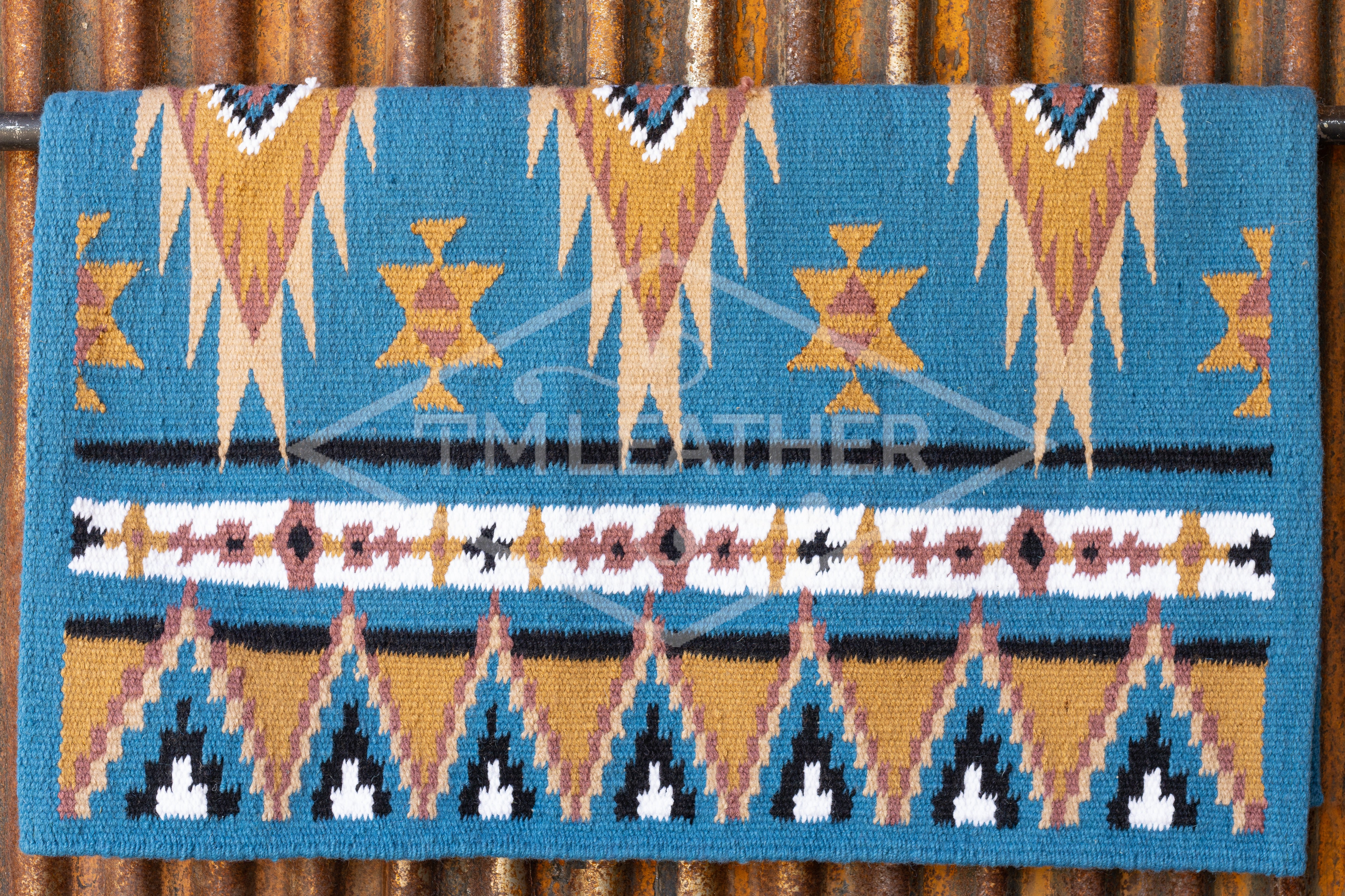 Sky Blue, Dark & Light Sand, Mauve, Black w/ White Accents Flat Show Blanket