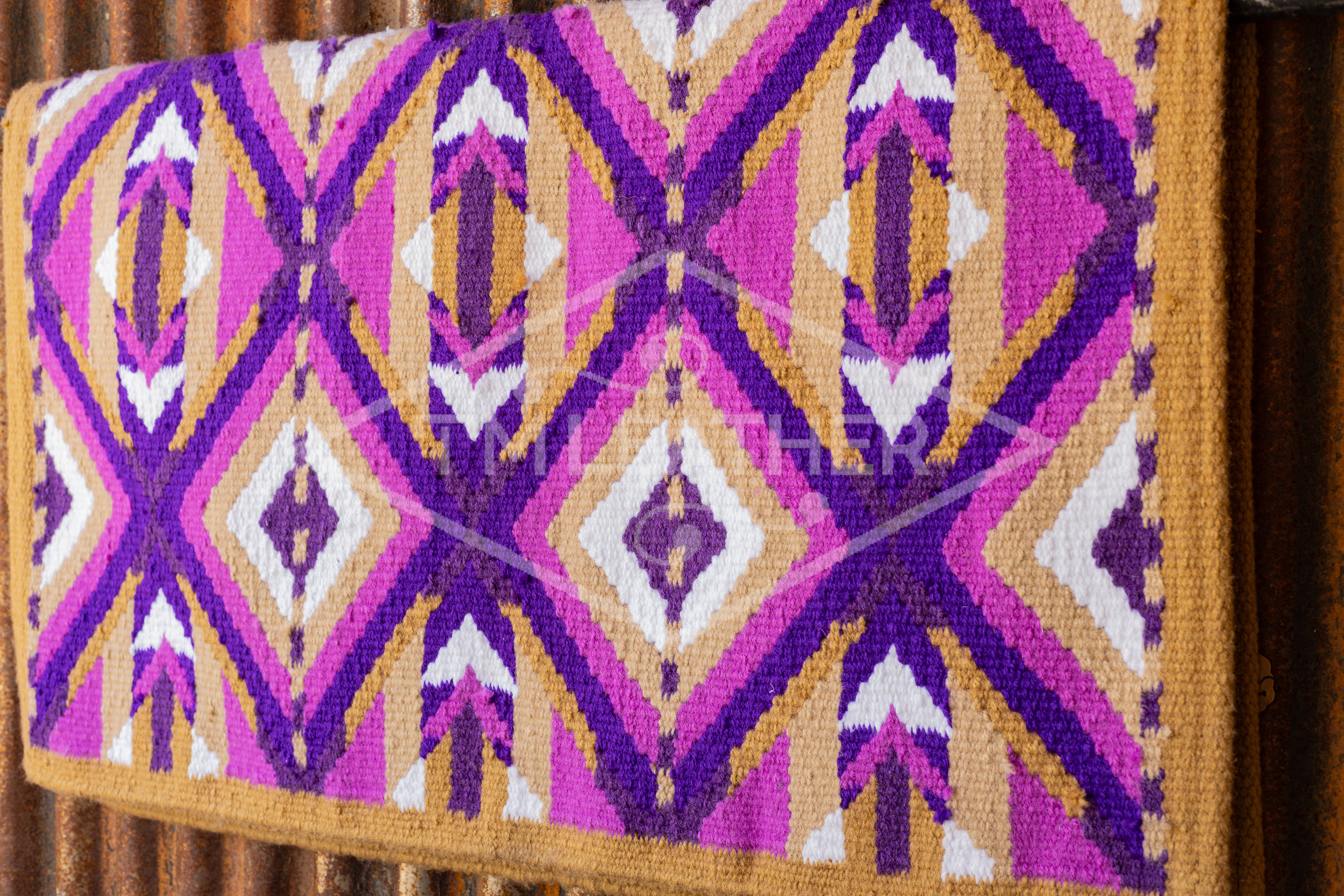 Purple, Pink, & Tan w/ White Accents Flat Show Blanket