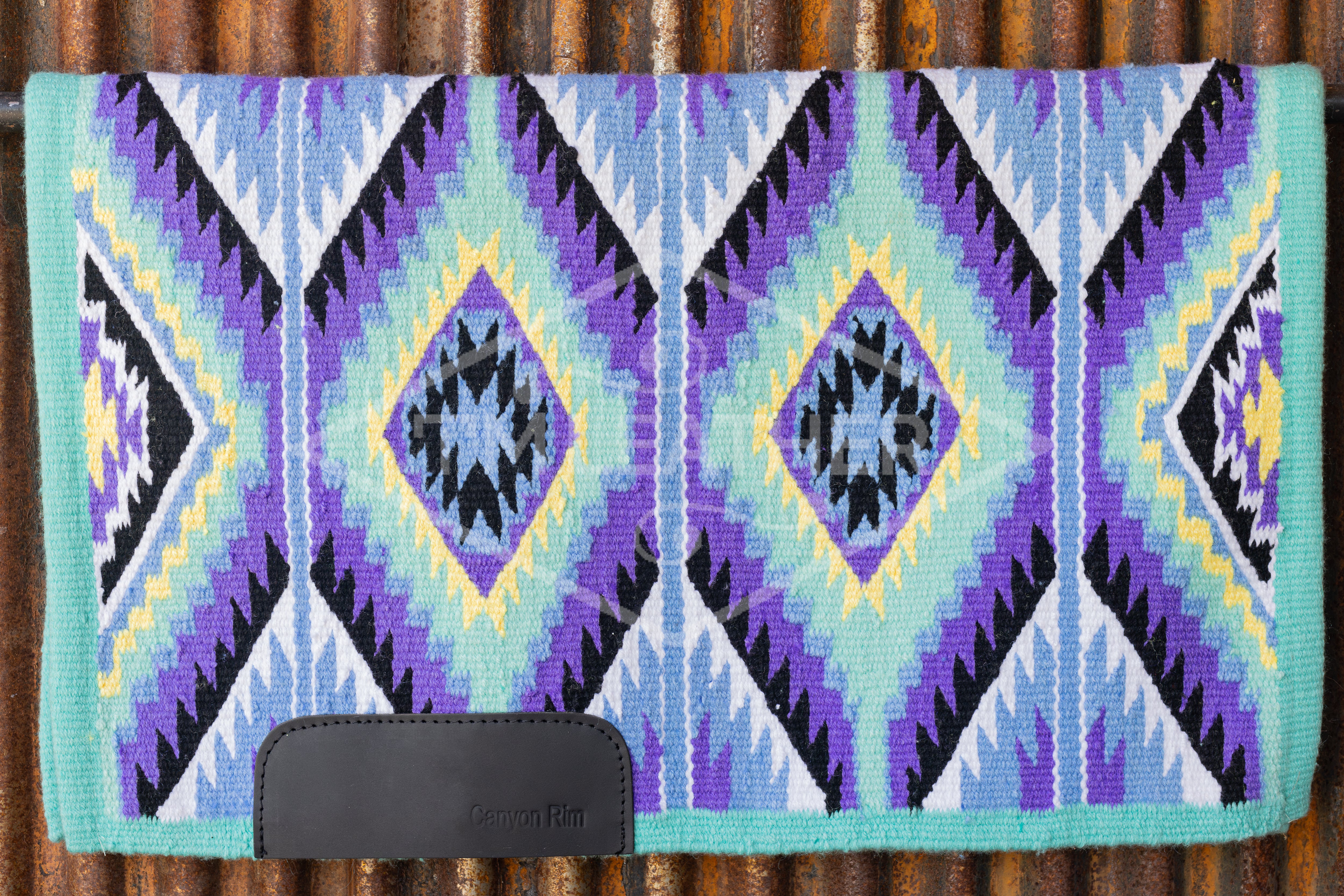 Mint, Purple, Periwinkle Blue, Black, & Canary Yellow w/ White Accents Flat Show Blanket