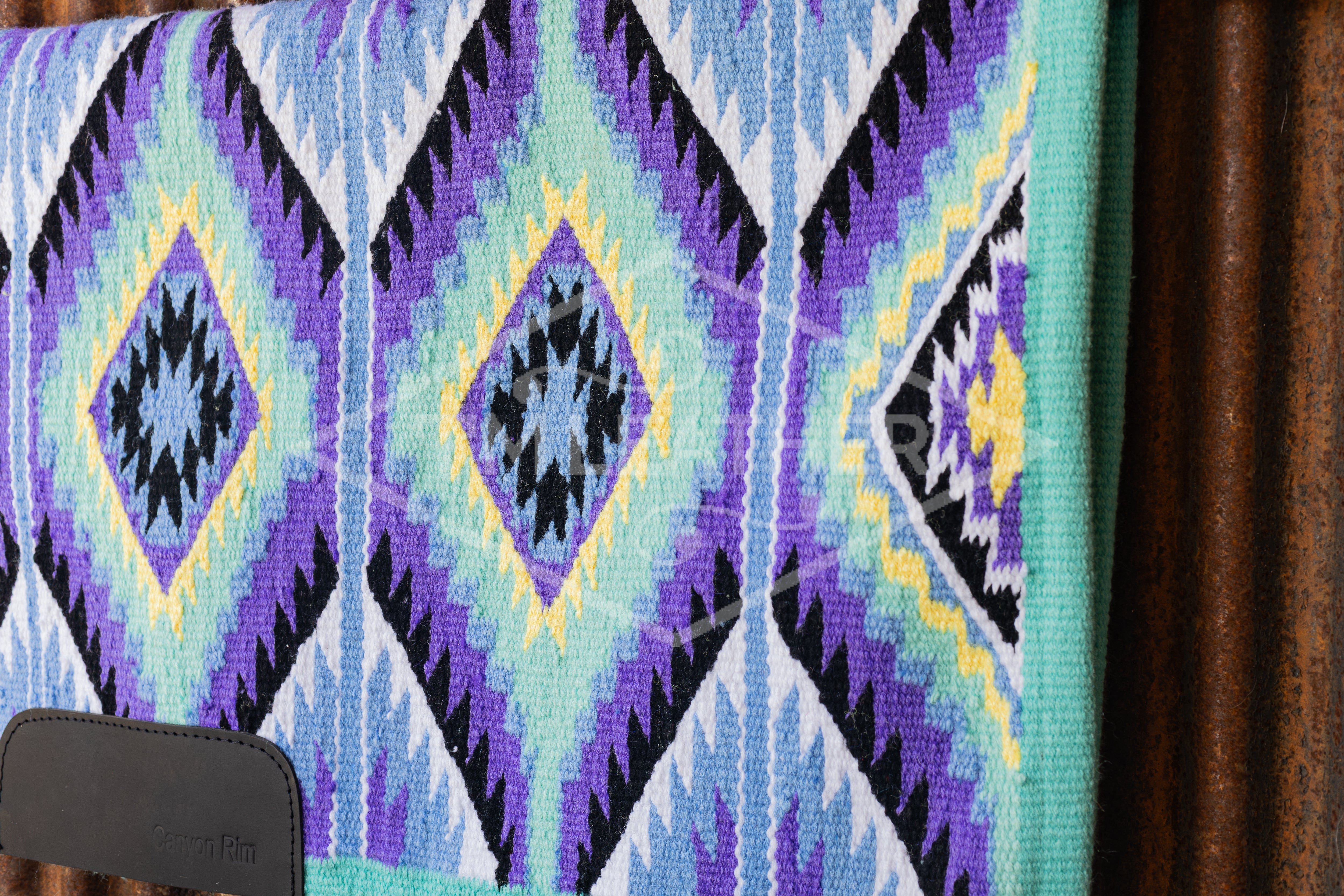 Mint, Purple, Periwinkle Blue, Black, & Canary Yellow w/ White Accents Flat Show Blanket