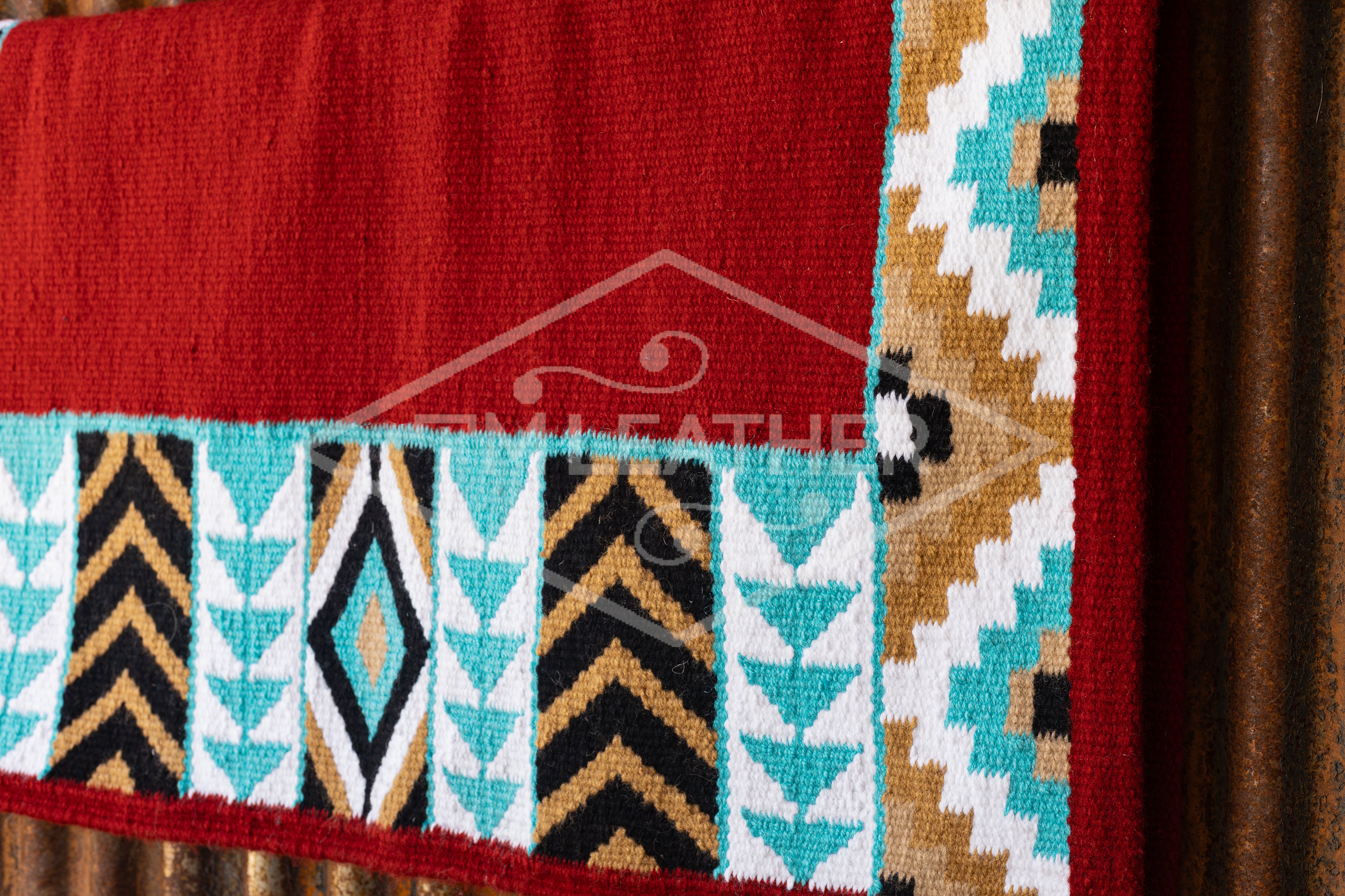 Red, Turquoise, Dark & Light Sand, Black w/ White Accents Flat Show Blanket