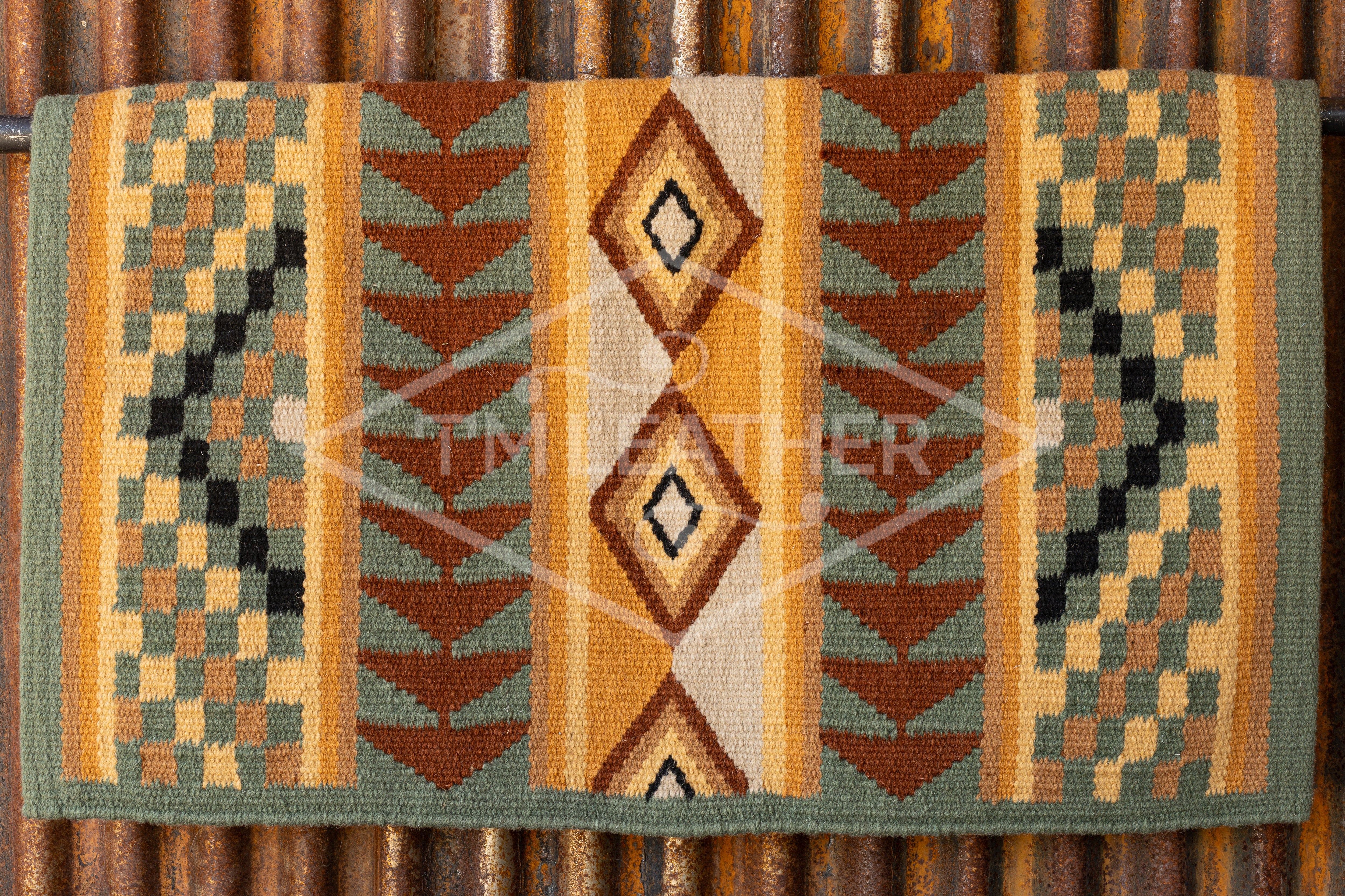 Sage Green, Dark & Light Sand, Chocolate w/ Black Accents Flat Show Blanket
