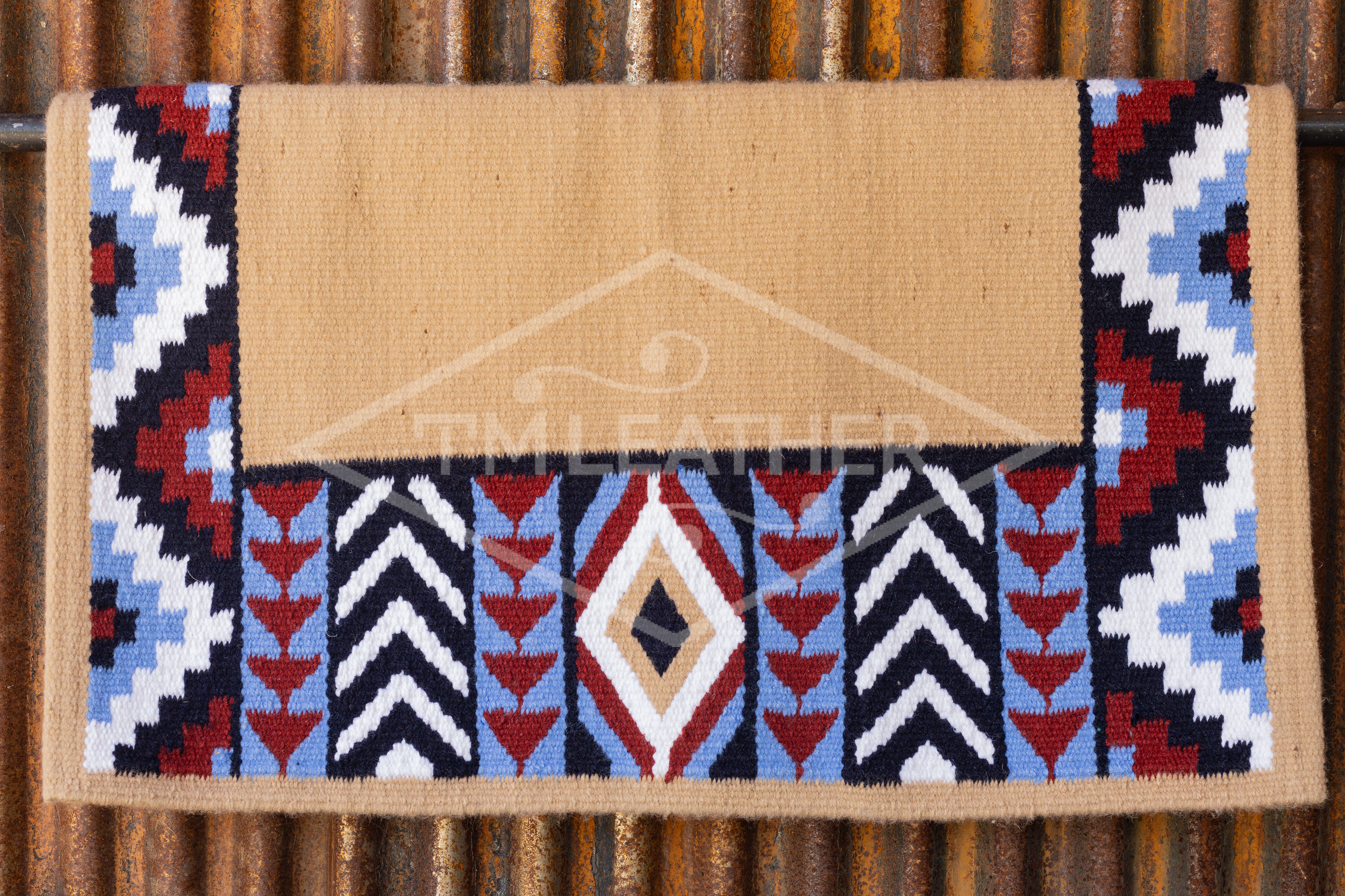 Sand, Navy, Light Blue, Red w/ White Accents Flat Show Blanket