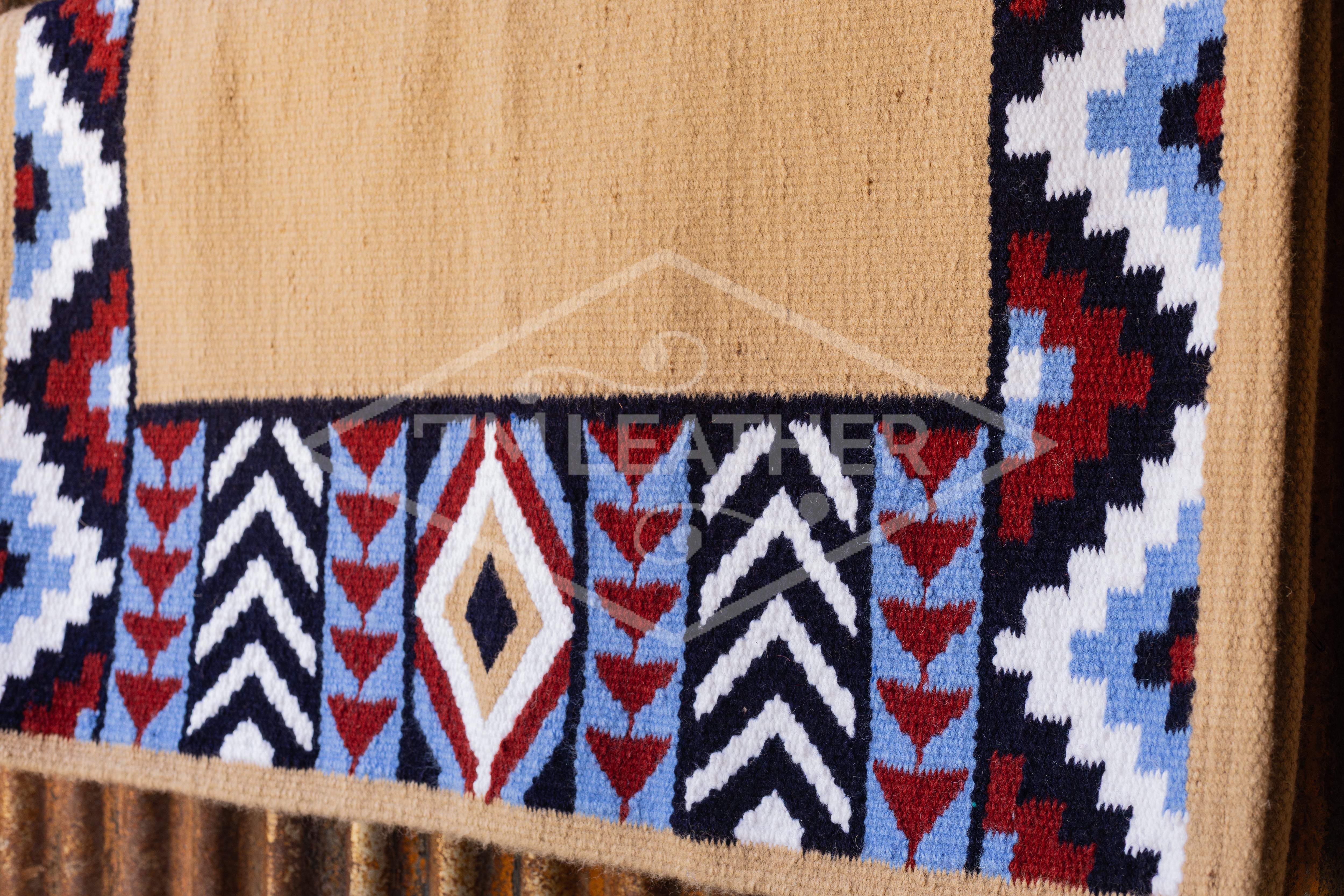 Sand, Navy, Light Blue, Red w/ White Accents Flat Show Blanket