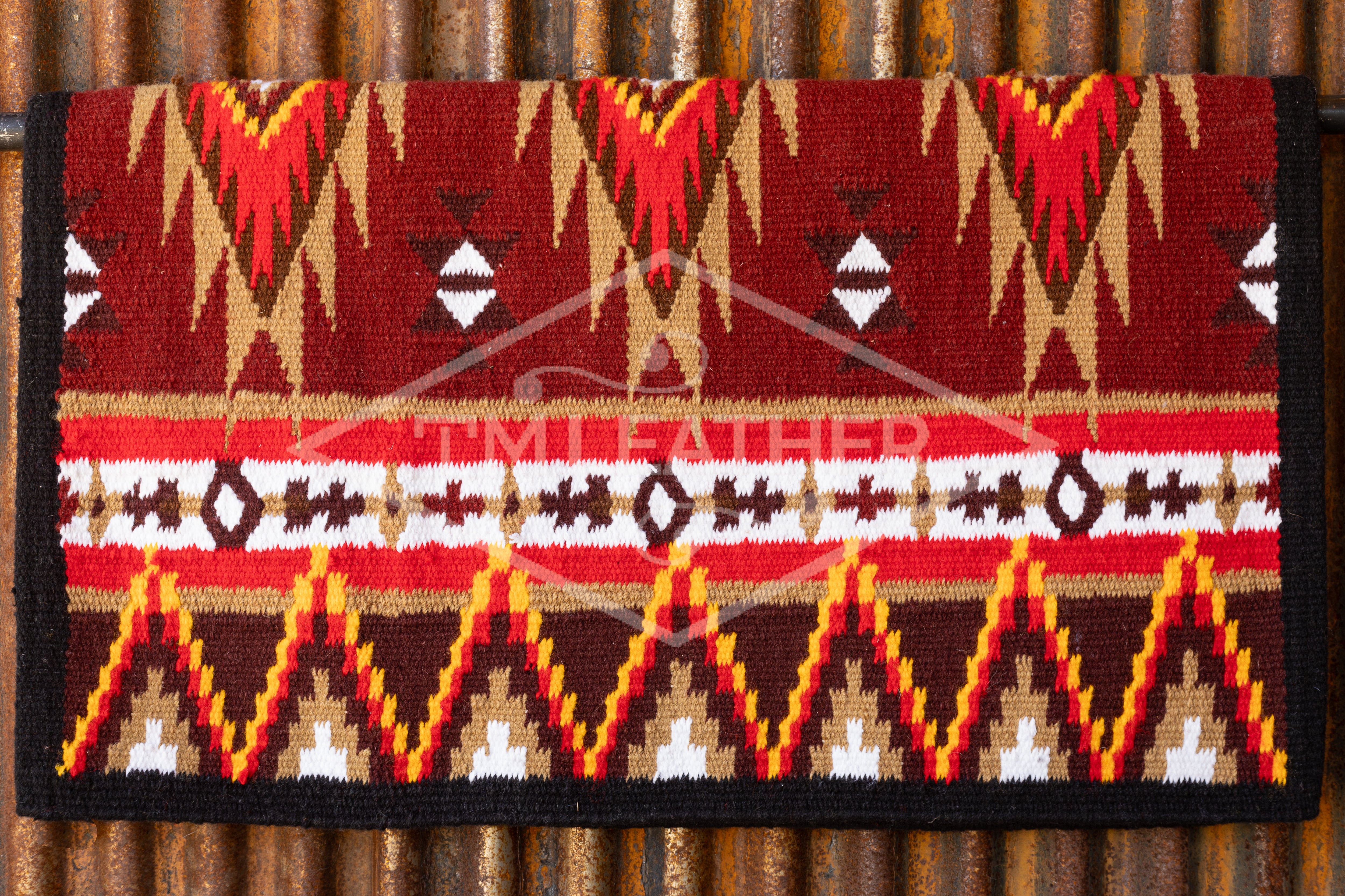 Black, Dark & Light Maroon, Red, Yellow, Sand w/ White Accents Flat Show Blanket