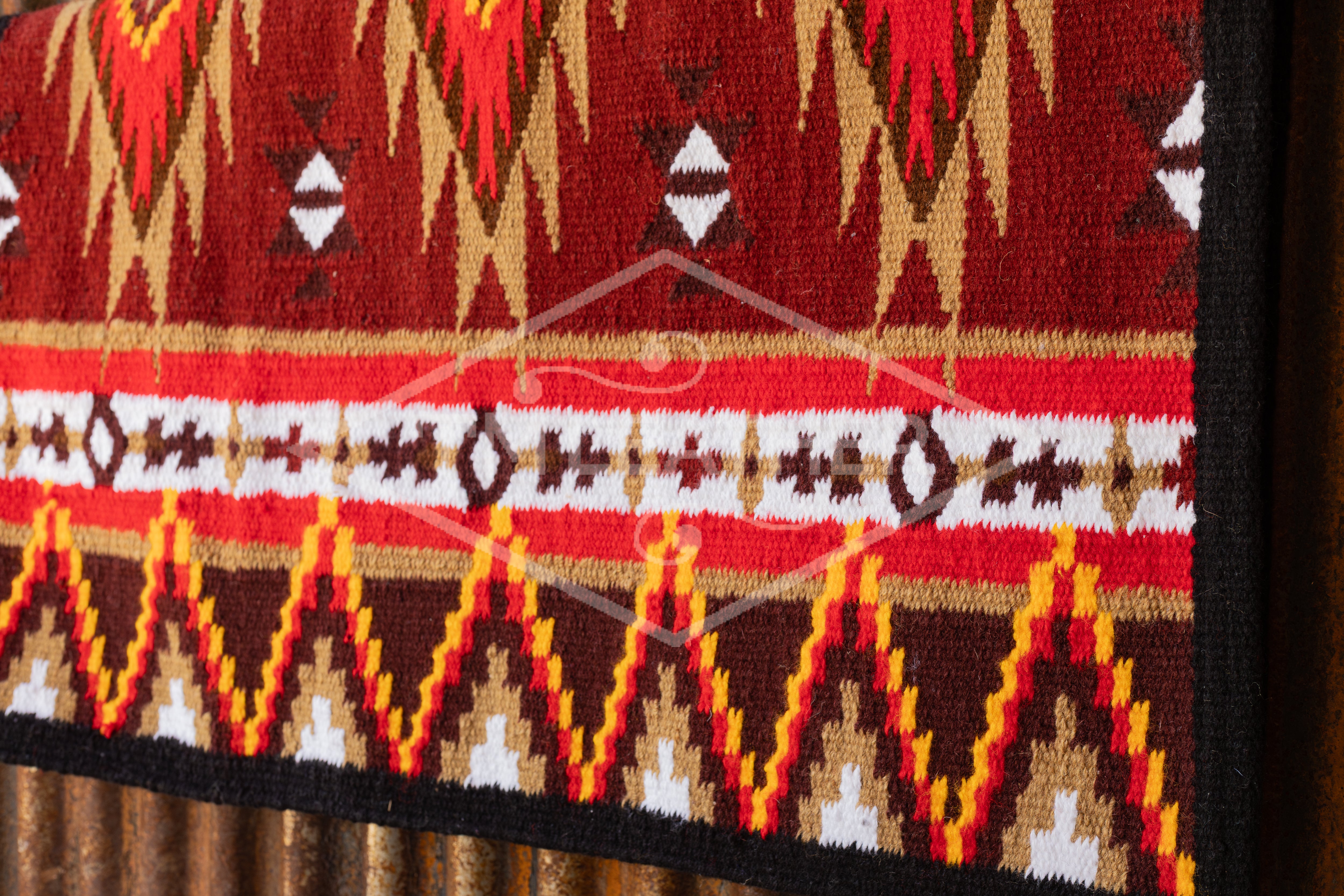 Black, Dark & Light Maroon, Red, Yellow, Sand w/ White Accents Flat Show Blanket