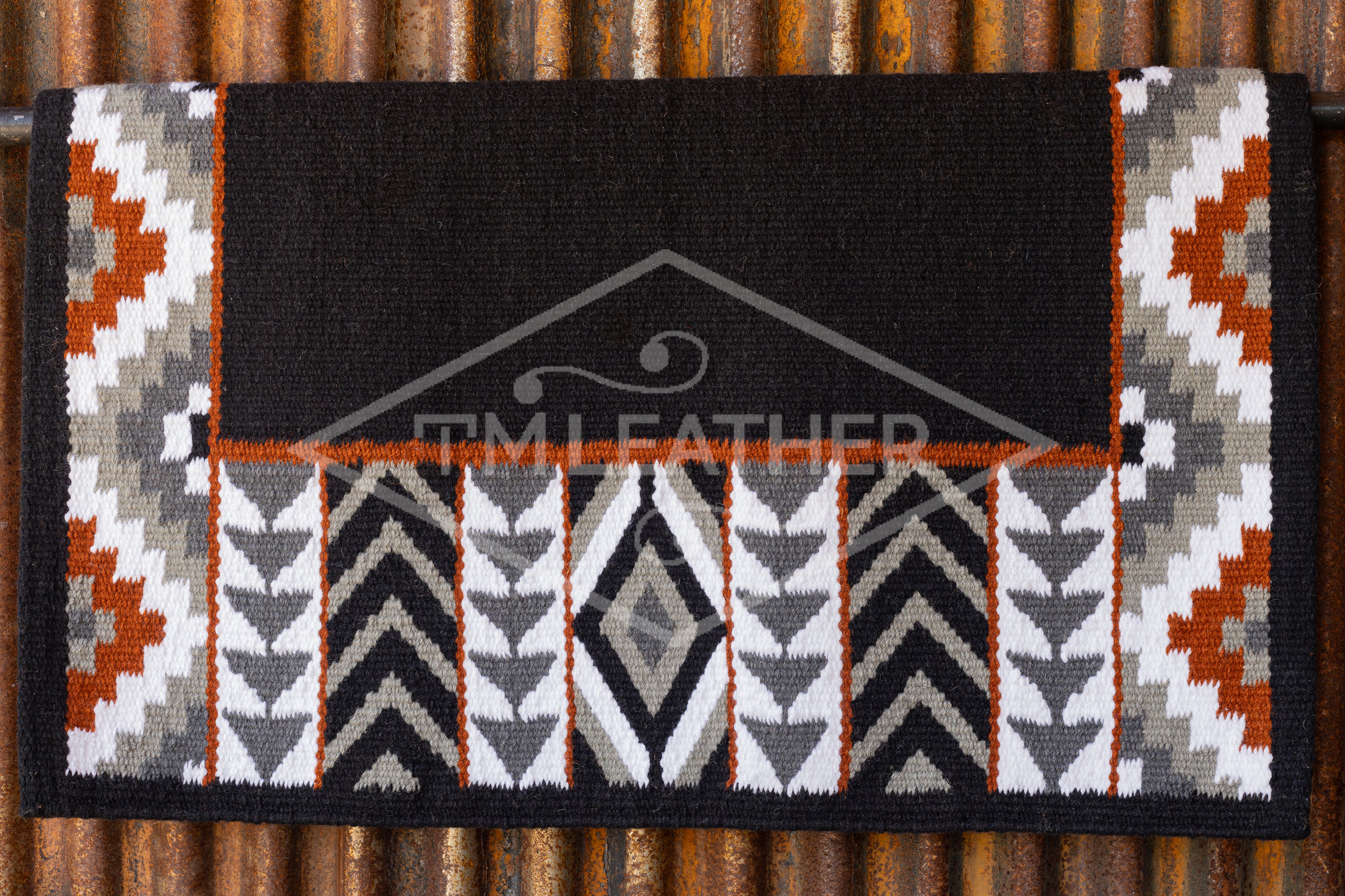 Black, Rust, Dark & Light Grays w/ White Accents Flat Show Blanket